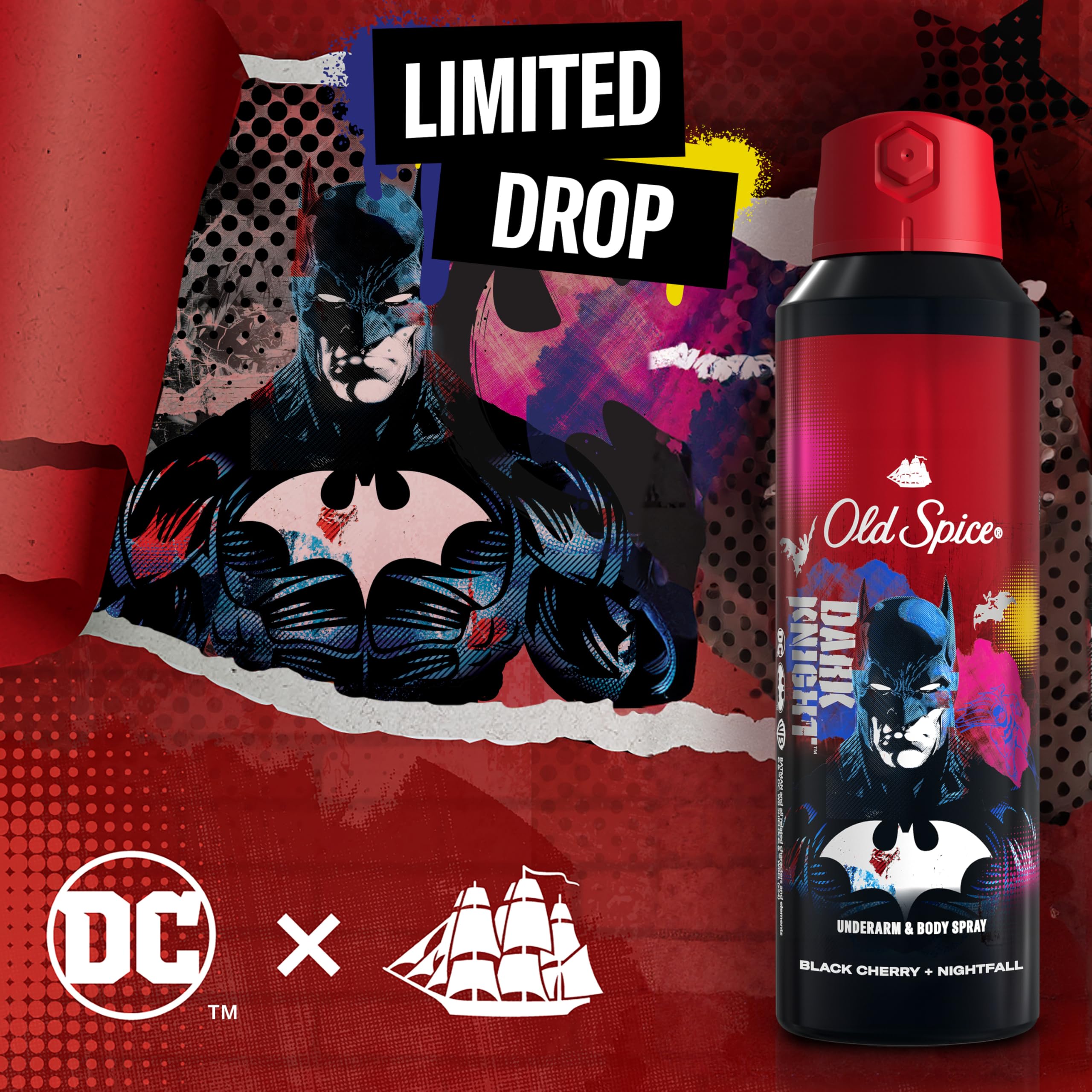 Old Spice Aluminum Free Body Deodorant Dry Body Spray for Men, 24/7 Freshness & Lasting Scent, 24/7 Sweat & Odor Protection, Smell Like a Hero, Batman, Black Cherry & Nightfall Scent, 5.1 oz - Image 6