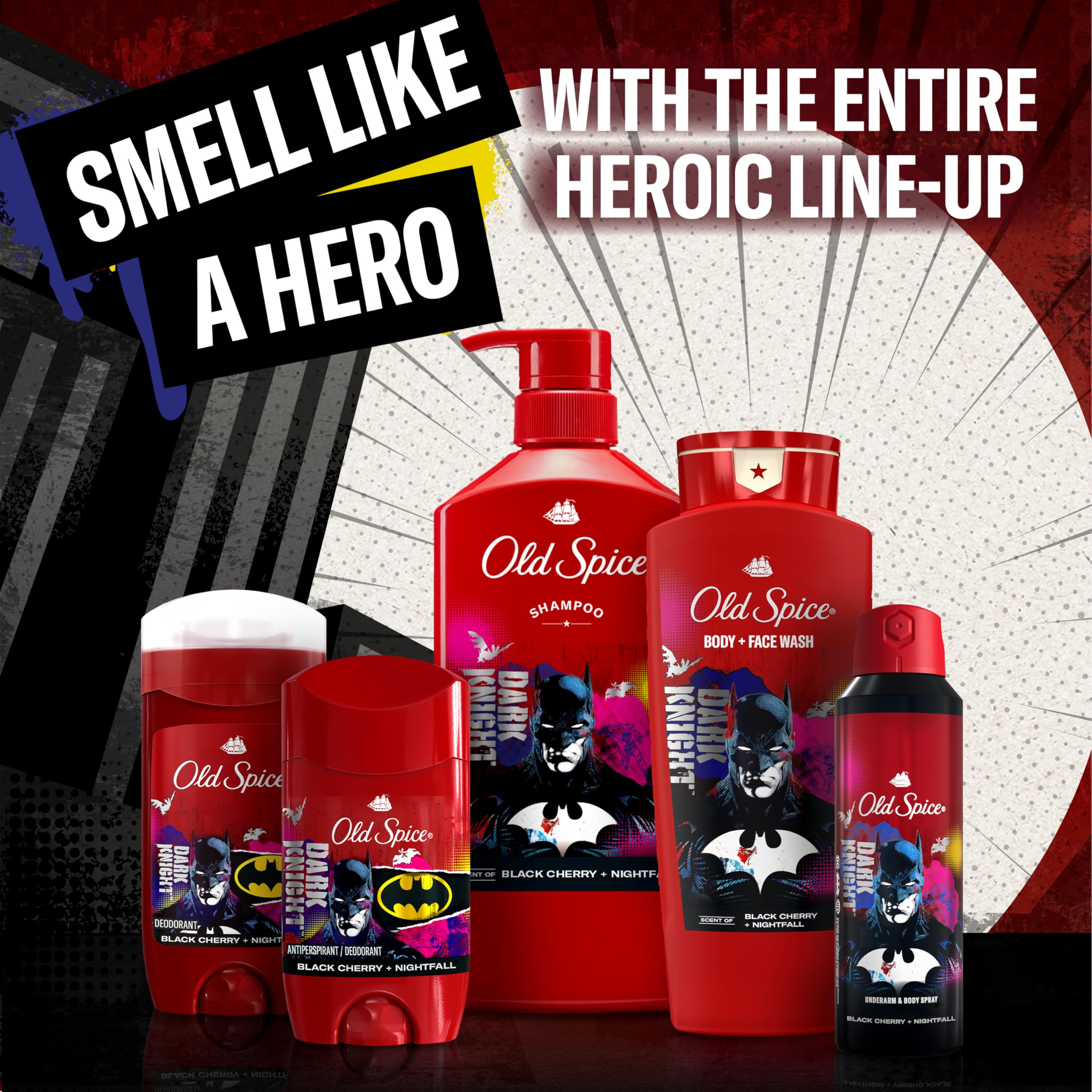 Old Spice Aluminum Free Body Deodorant Dry Body Spray for Men, 24/7 Freshness & Lasting Scent, 24/7 Sweat & Odor Protection, Smell Like a Hero, Batman, Black Cherry & Nightfall Scent, 5.1 oz - Image 7