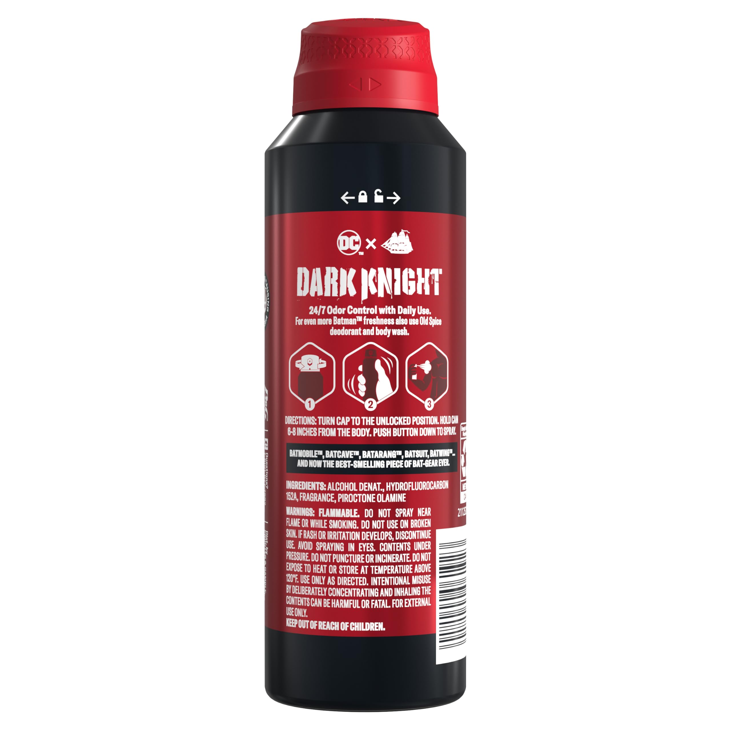 Old Spice Aluminum Free Body Deodorant Dry Body Spray for Men, 24/7 Freshness & Lasting Scent, 24/7 Sweat & Odor Protection, Smell Like a Hero, Batman, Black Cherry & Nightfall Scent, 5.1 oz - Image 8