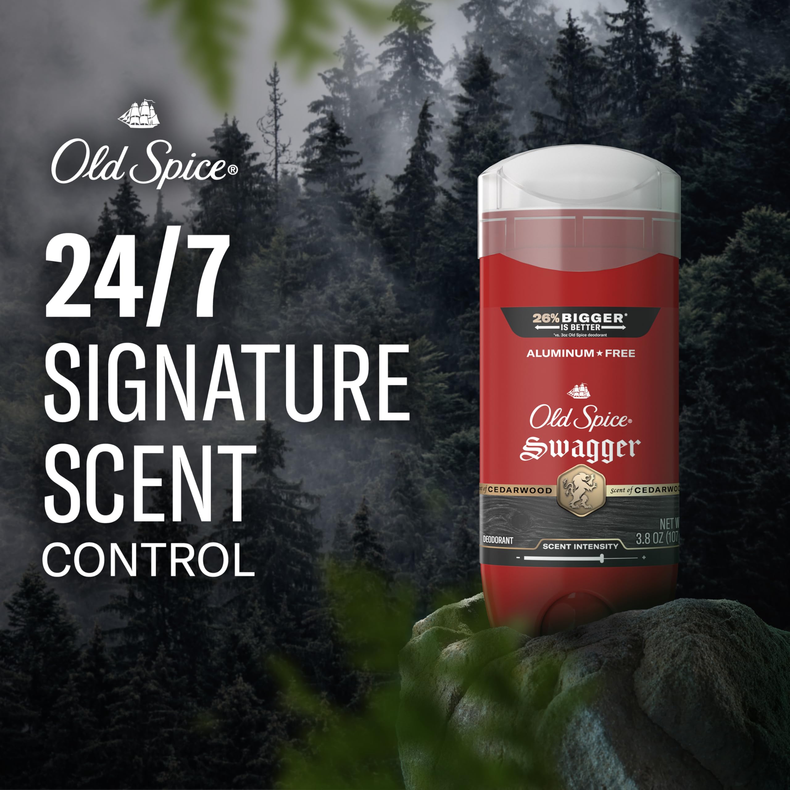 Old Spice Aluminum Free Deodorant for Men, 24/7 Protection to Eliminate Odors, 24/7 Freshness & Lasting Scent, Swagger with Lime & Cedarwood Scent, 3.8 oz (Pack of 3) - Image 3
