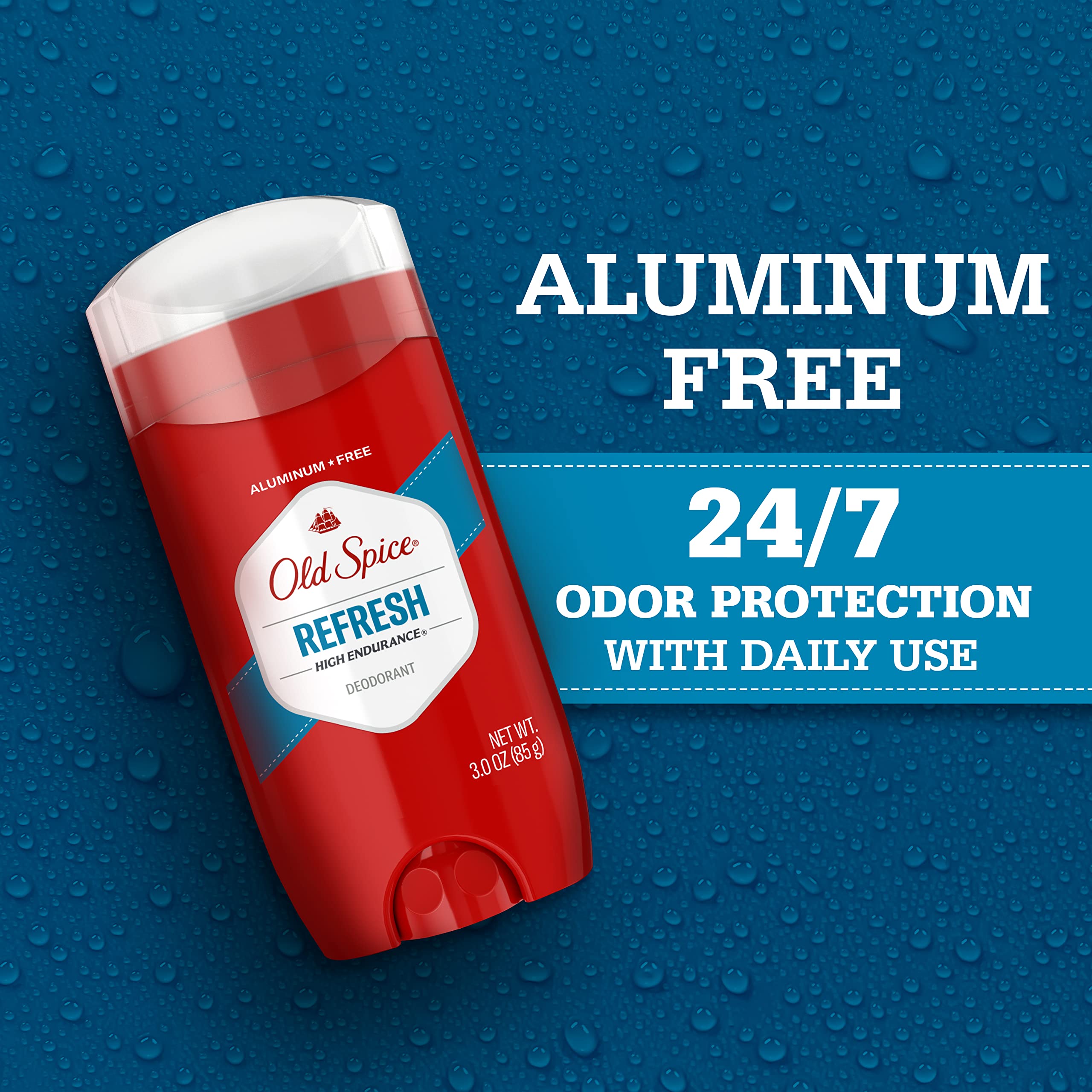 Old Spice Aluminum Free Deodorant For Men, High Endurance, 24/7 Sweat Defense & Odor Protection, 24/7 Freshness & Lasting Scent, Refresh Scent, 3.0 oz (Pack of 3) - Image 4