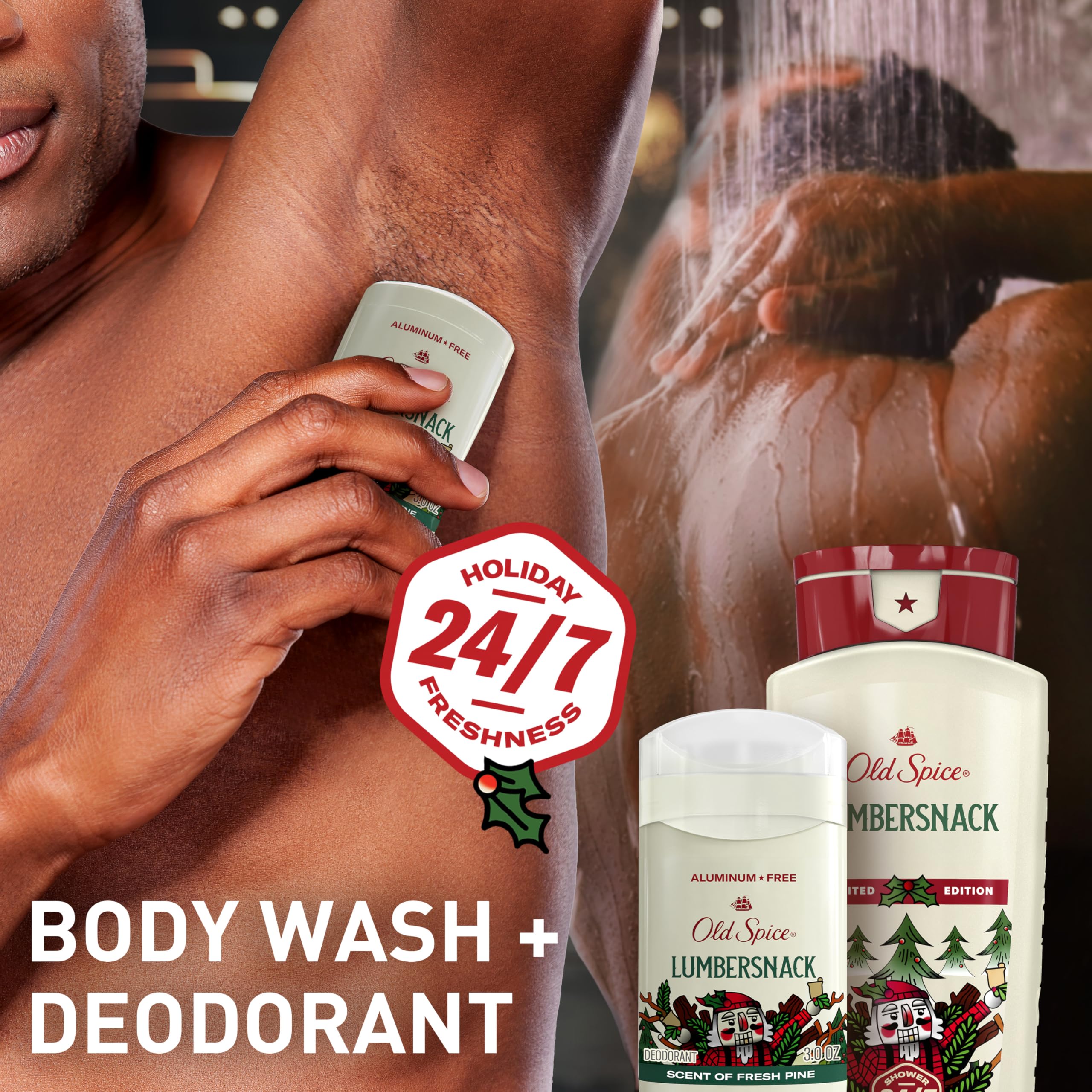 Old Spice Aluminum Free Deodorant for Men, Holidudes Limited Edition, 24/7 Holiday Freshness, Odor Protection, Stocking Stuffer, Lumbersnack with Fresh Pine Scent, 3.0 oz - Image 3