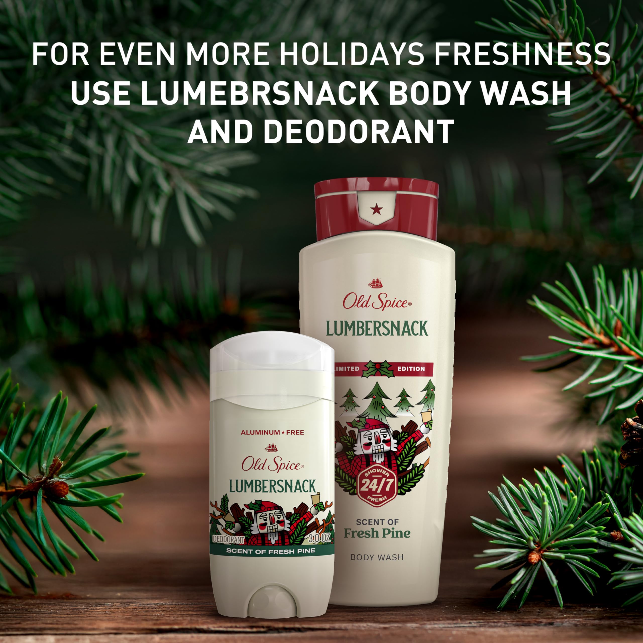 Old Spice Aluminum Free Deodorant for Men, Holidudes Limited Edition, 24/7 Holiday Freshness, Odor Protection, Stocking Stuffer, Lumbersnack with Fresh Pine Scent, 3.0 oz - Image 8