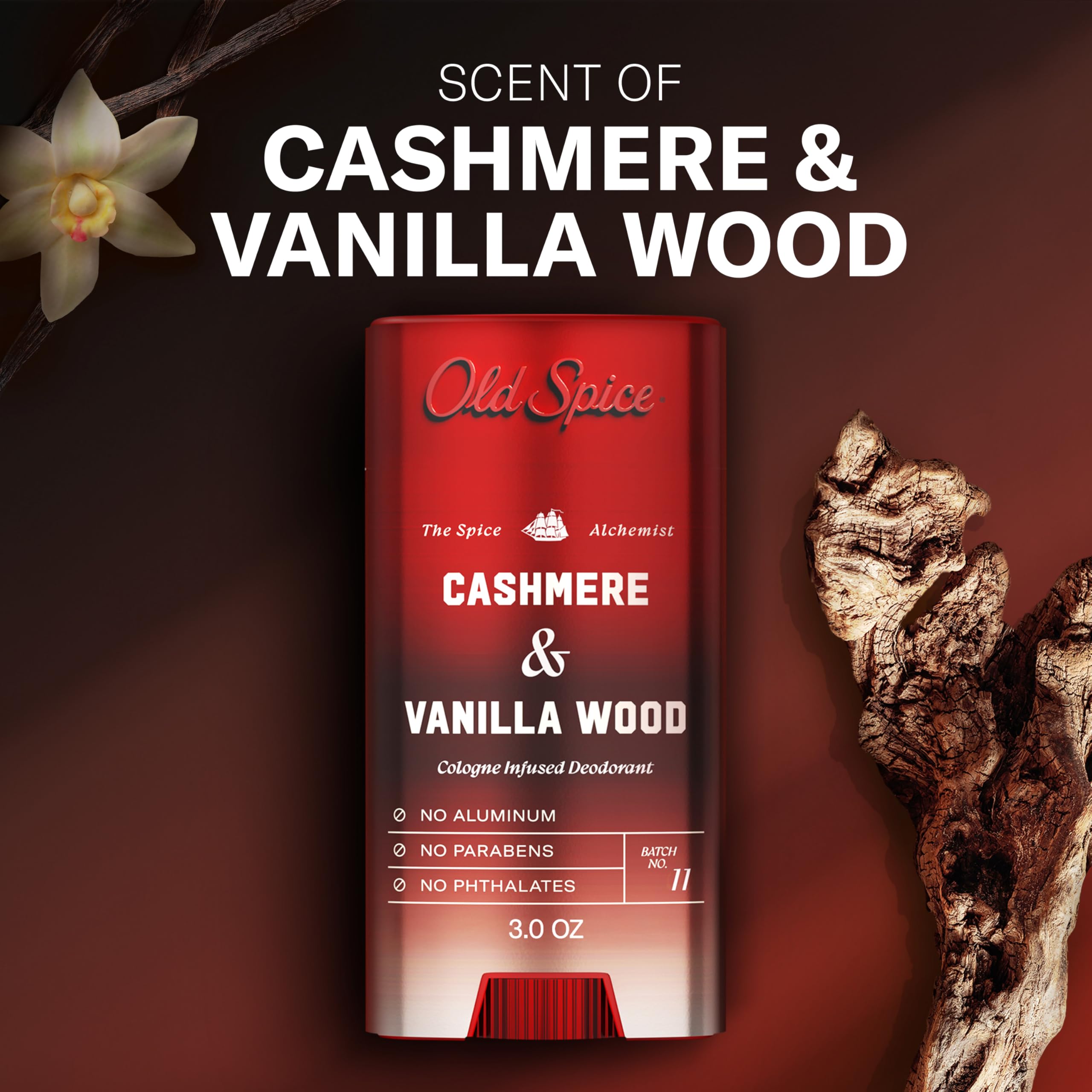 Old Spice Aluminum Free Deodorant for Men, The Spice Alchemist Collection, 24/7 Cologne Infused Scent, No Trade Off Formula, Free of Parabens & Phthalates, Cashmere + Vanilla Wood Scent, 3.0 oz - Image 4