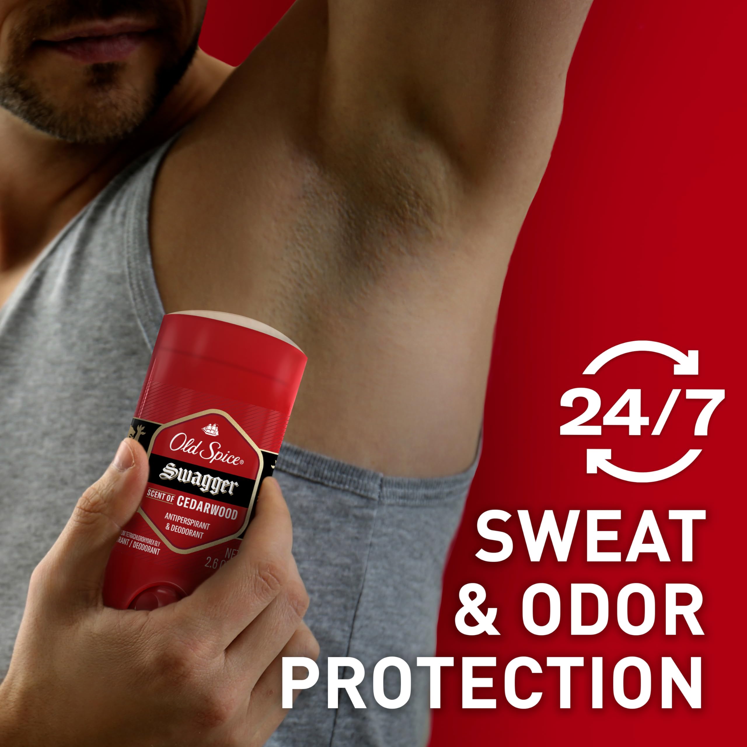 Old Spice Antiperspirant Deodorant for Men, 24/7 Sweat & Odor Protection, 24/7 Lasting Freshness, Invisible Solid, Swagger with Cedarwood Scent, 3.4 oz (Pack of 3) - Image 3