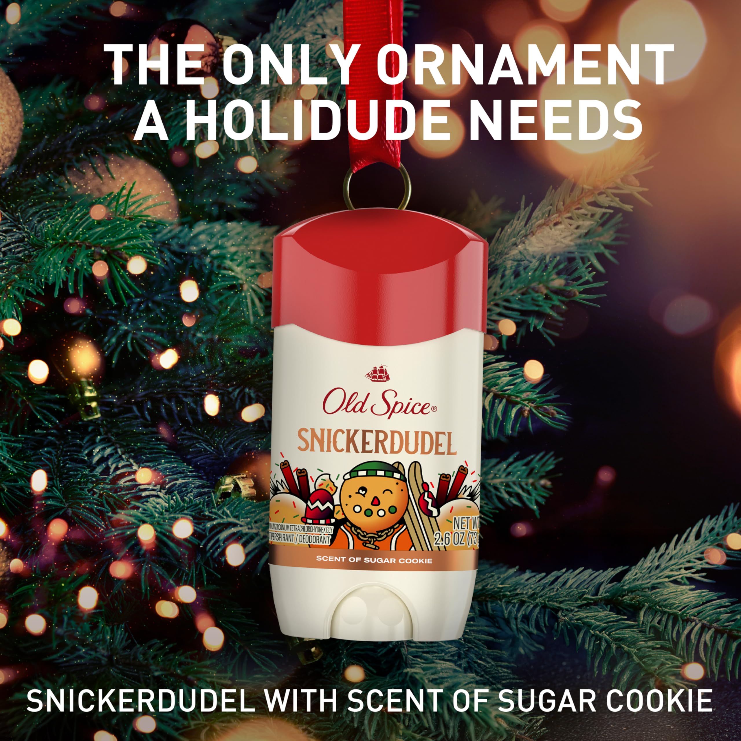Old Spice Antiperspirant & Deodorant for Men, Holidudes Limited Edition, 24/7 Sweat Protection, Stocking Stuffer, Snickerdudel Sugar Cookie Scent, 2.6 oz - Image 6
