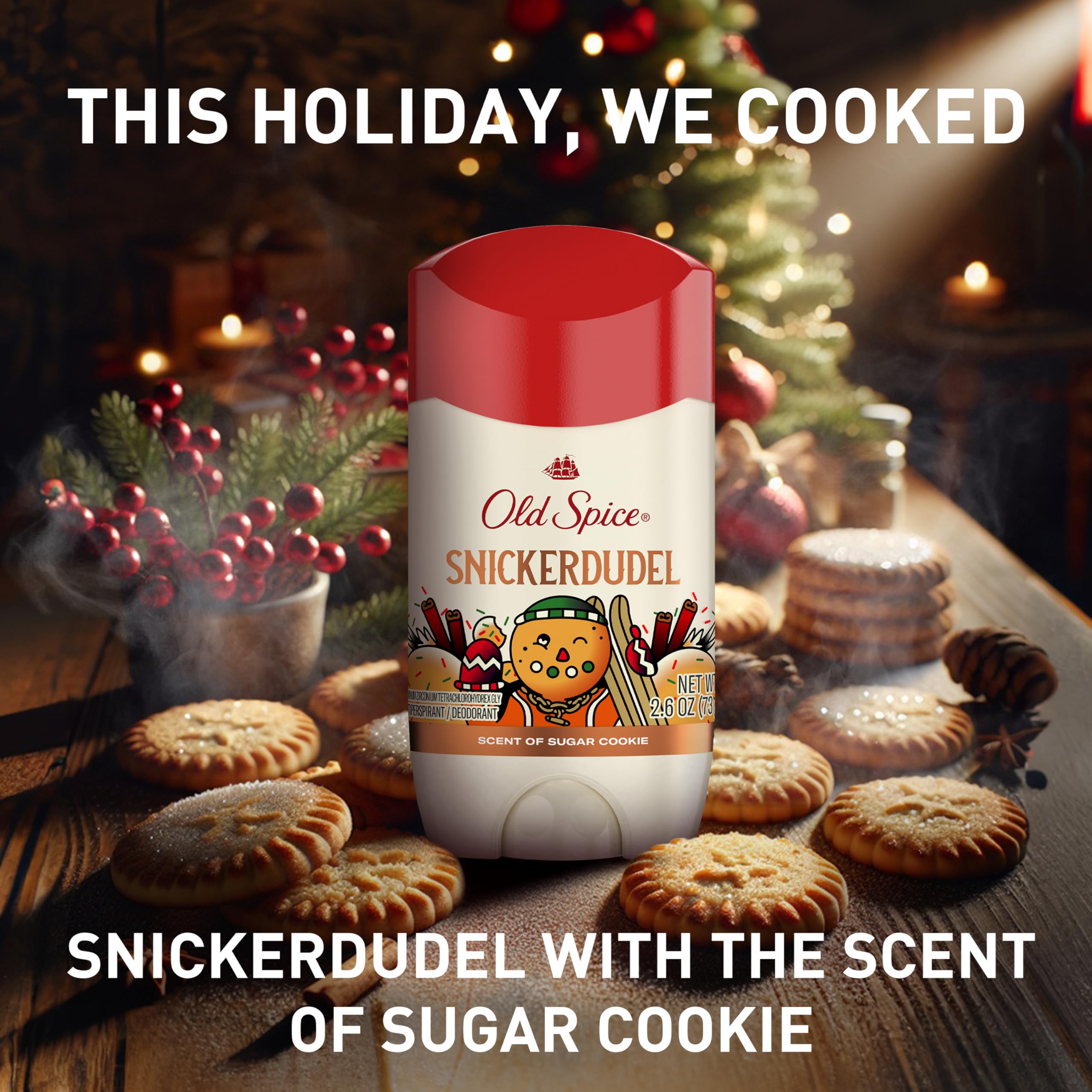 Old Spice Antiperspirant & Deodorant for Men, Holidudes Limited Edition, 24/7 Sweat Protection, Stocking Stuffer, Snickerdudel Sugar Cookie Scent, 2.6 oz - Image 7