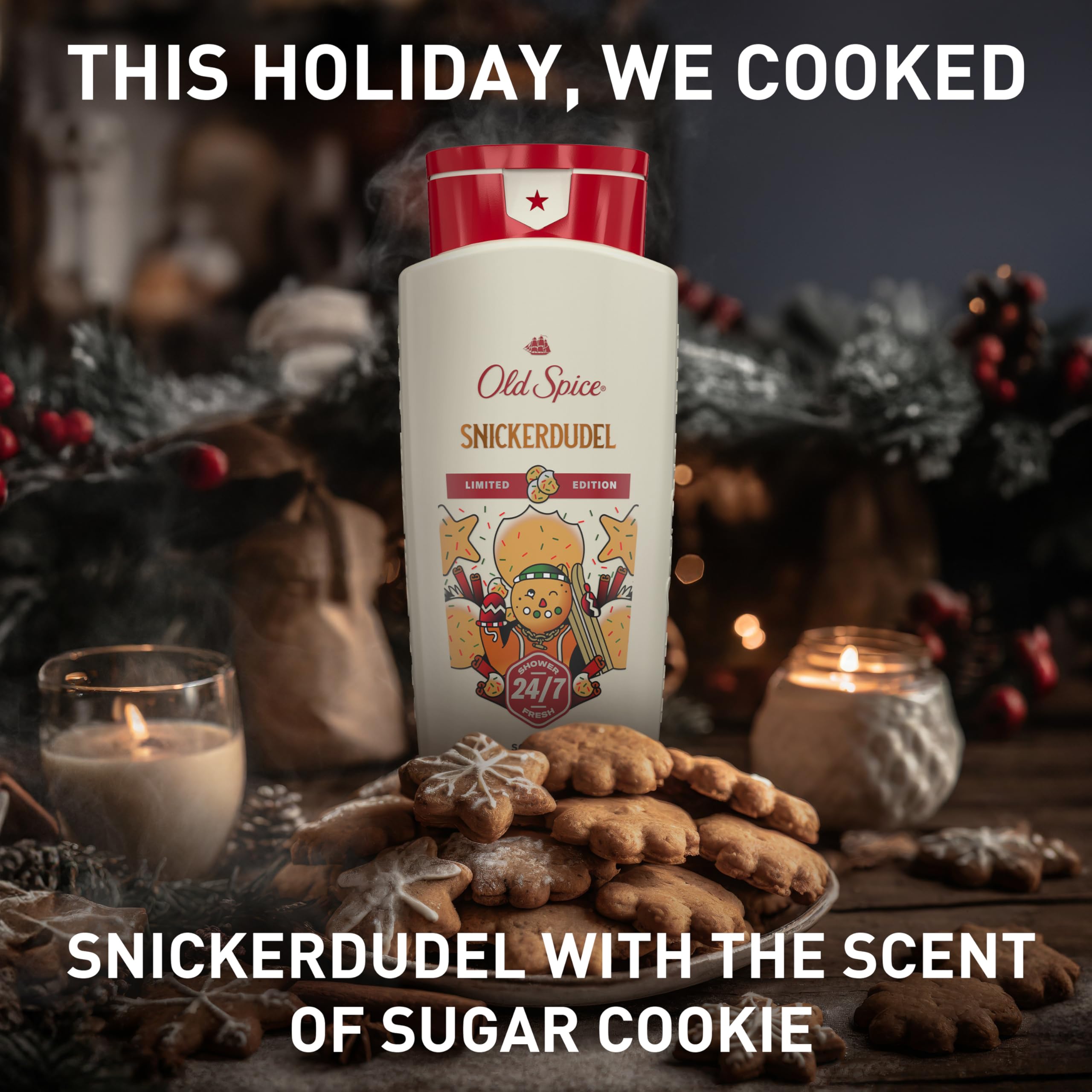 Old Spice Body Wash + Aluminum Free Deodorant for Men, Holidudes: Snickerdudel Holiday Pack, 24/7 Holiday Freshness, Gift Box for Him, Snickerdudel Sugar Cookie, 16 oz & 2.6 oz (Pack of 2) - Image 7