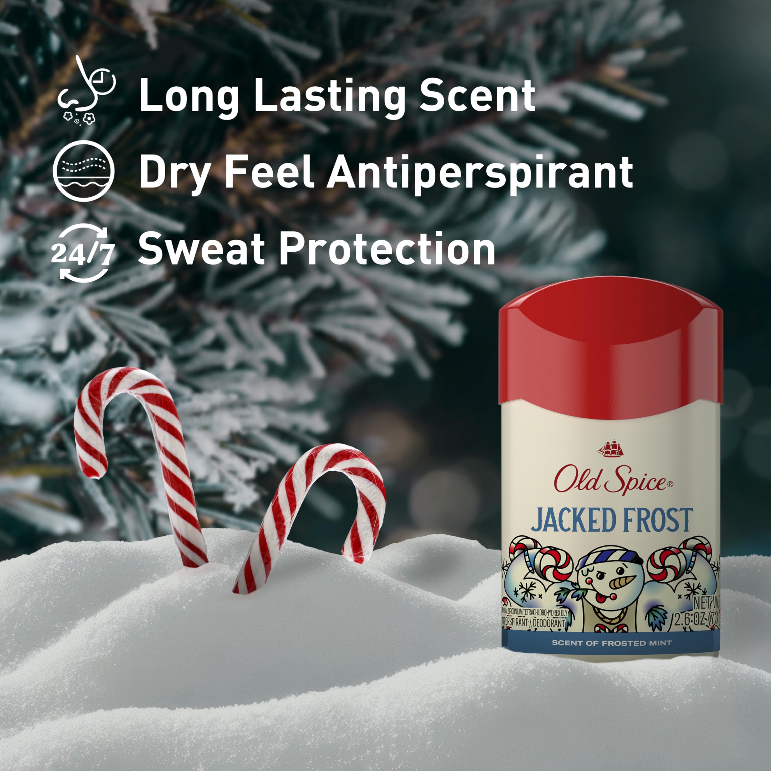 Old Spice Body Wash + Aluminum Free Deodorant for Men, Holidudes: Jacked Frost Holiday Pack, 24/7 Holiday Freshness, Gift Box for Him, Jacked Frost Frosted Mint, 16 oz & 2.6 oz (Pack of 2) - Image 3
