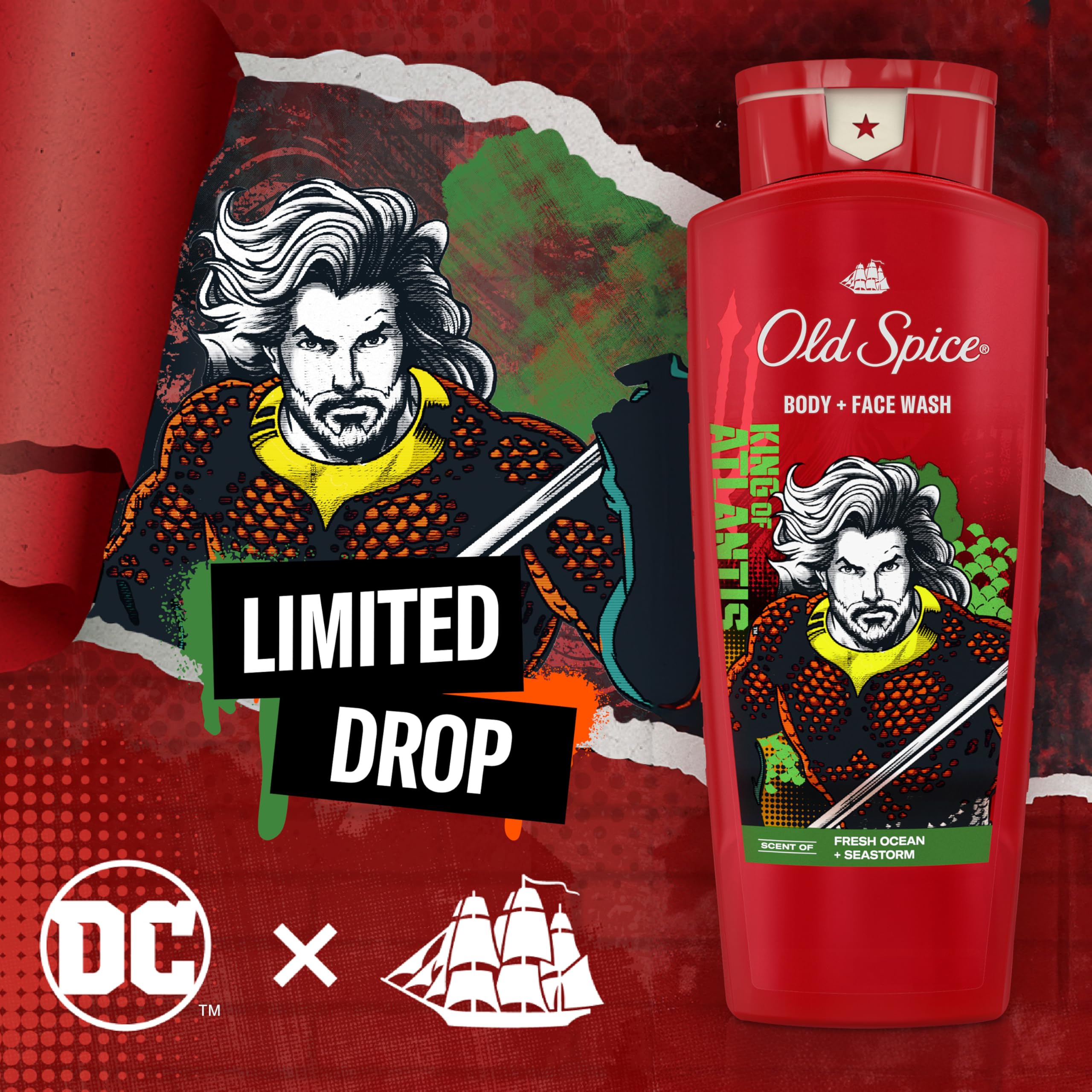 Old Spice Body Wash for Men, Aquaman: King of Atlantis, 3X Defense, 24/7 Shower Fresh with Lasting Scent, Cleansing 2-in-1 Body & Face Wash, Smell Like a Hero, Fresh Ocean and Seastorm Scent, 24 oz - Image 6