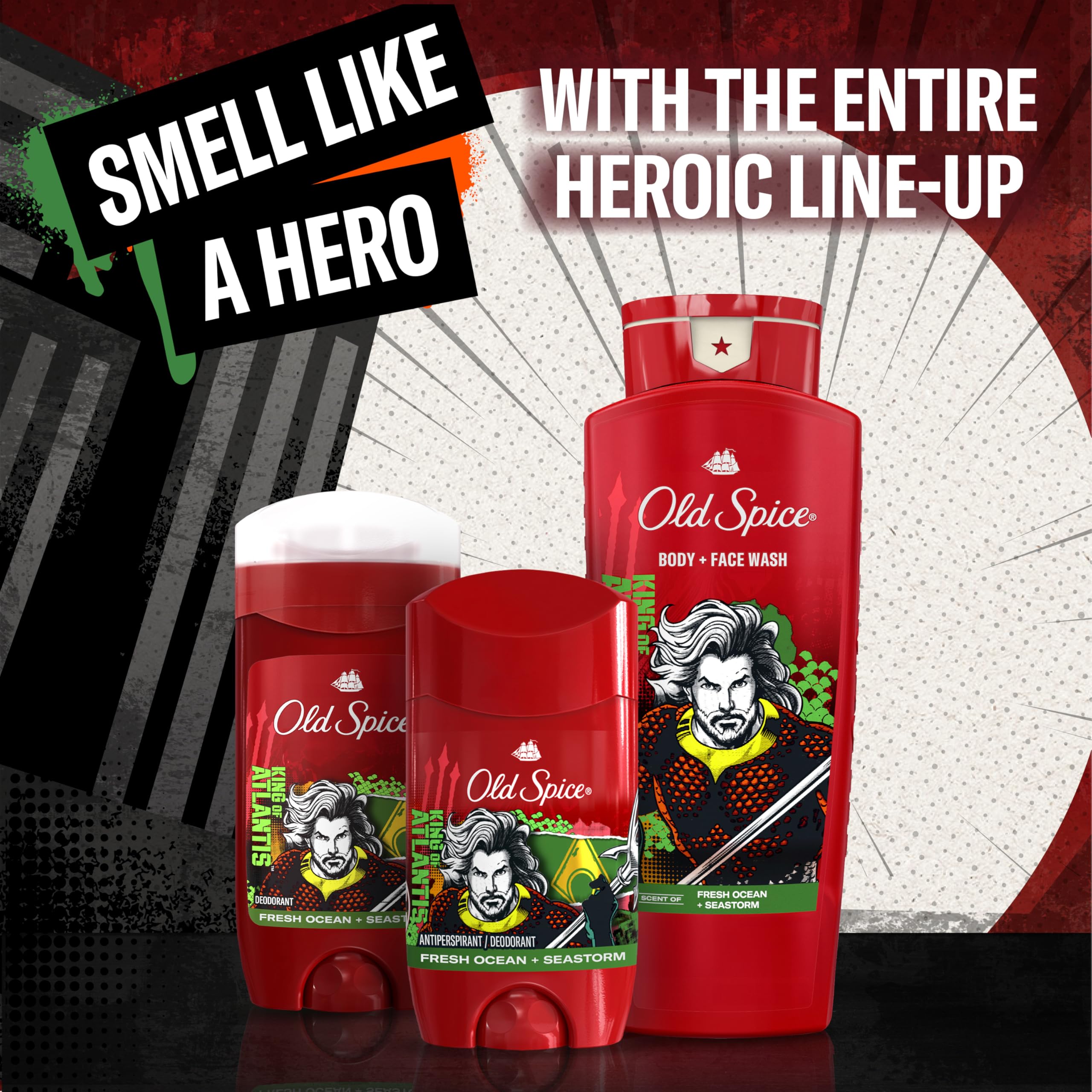 Old Spice Antiperspirant Deodorant for Men, 24/7 Freshness & Lasting Scent, 24/7 Long Lasting Sweat & Odor Protection, Smell Like a Hero, Aquaman, Fresh Ocean and Seastorm Scent, 2.6 oz - Image 7