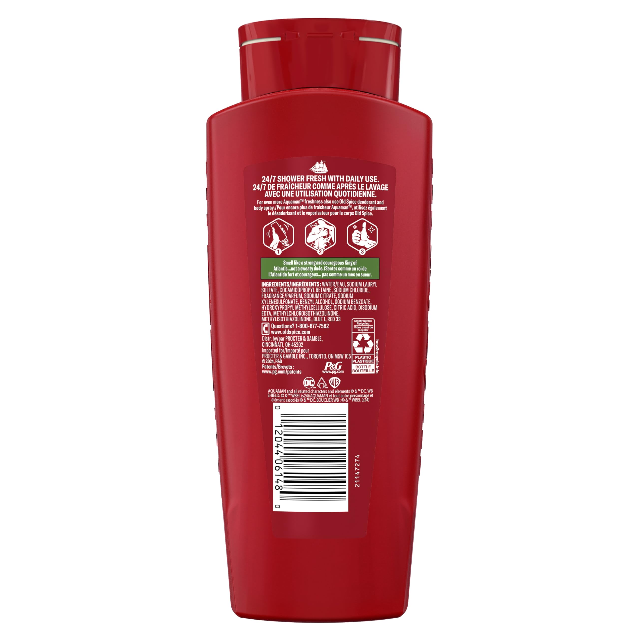 Old Spice Body Wash for Men, Aquaman: King of Atlantis, 3X Defense, 24/7 Shower Fresh with Lasting Scent, Cleansing 2-in-1 Body & Face Wash, Smell Like a Hero, Fresh Ocean and Seastorm Scent, 24 oz - Image 8