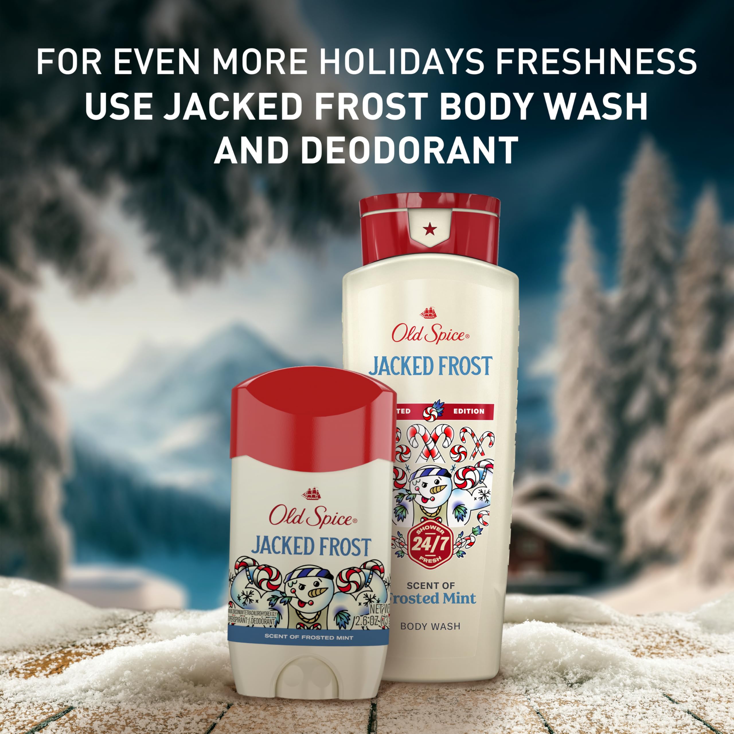 Old Spice Body Wash + Aluminum Free Deodorant for Men, Holidudes: Jacked Frost Holiday Pack, 24/7 Holiday Freshness, Gift Box for Him, Jacked Frost Frosted Mint, 16 oz & 2.6 oz (Pack of 2) - Image 11
