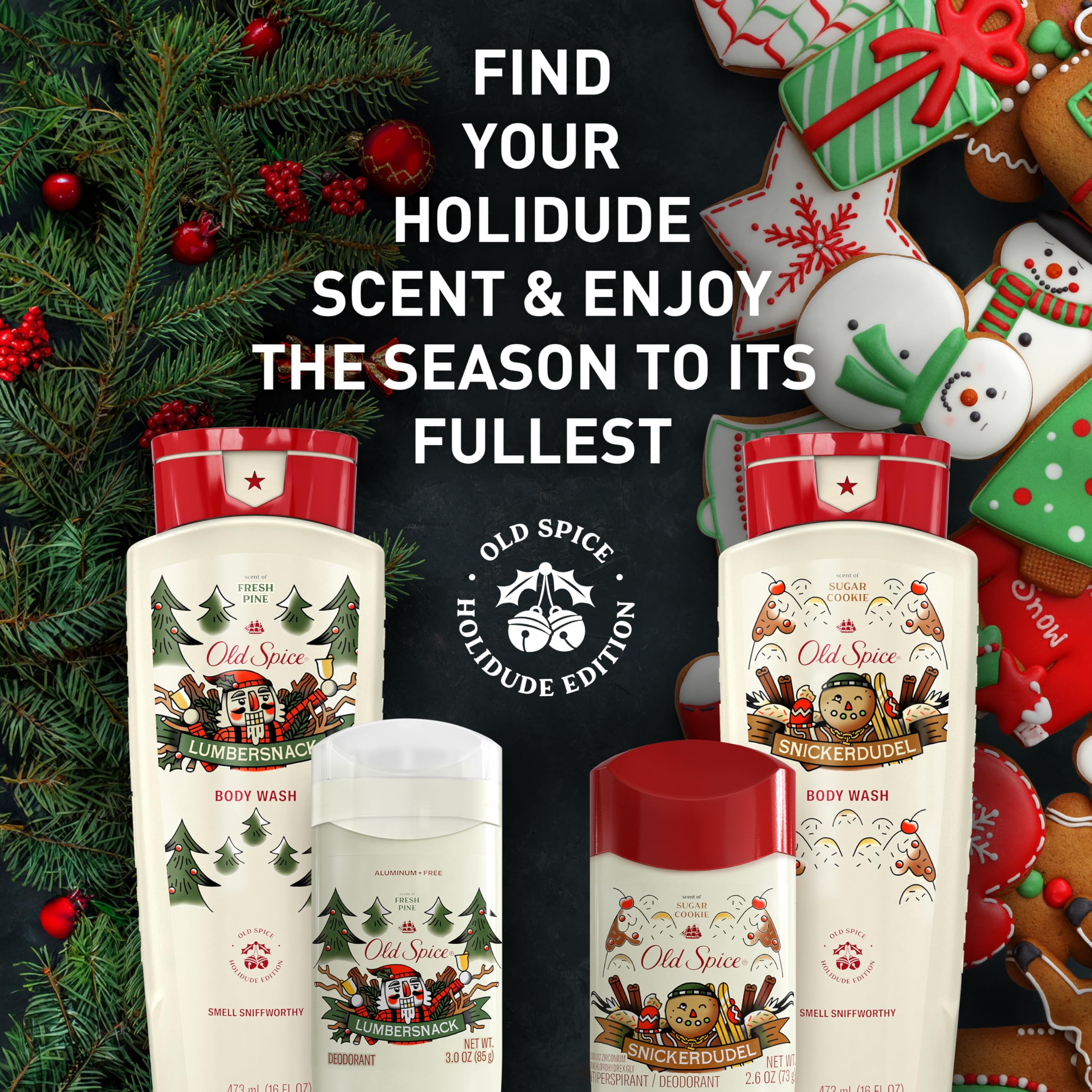 Old Spice Antiperspirant & Deodorant for Men, Holidudes Limited Edition, 24/7 Sweat Protection, Stocking Stuffer, Snickerdudel Sugar Cookie Scent, 2.6 oz (Pack of 3) - Image 5