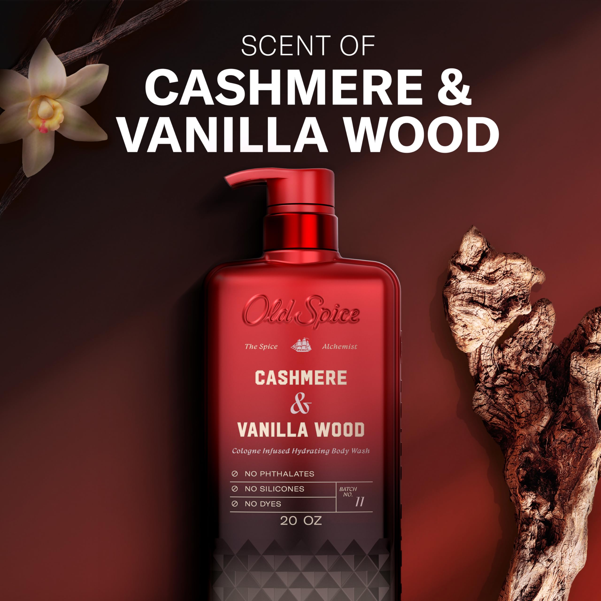 Old Spice Body Wash for Men, The Spice Alchemist Collection, 24/7 Cologne Infused Hydration, No Trade Off Formula, Free of Phthalates Silicones & Dyes, Cashmere + Vanilla Wood Scent, 20 oz - Image 4