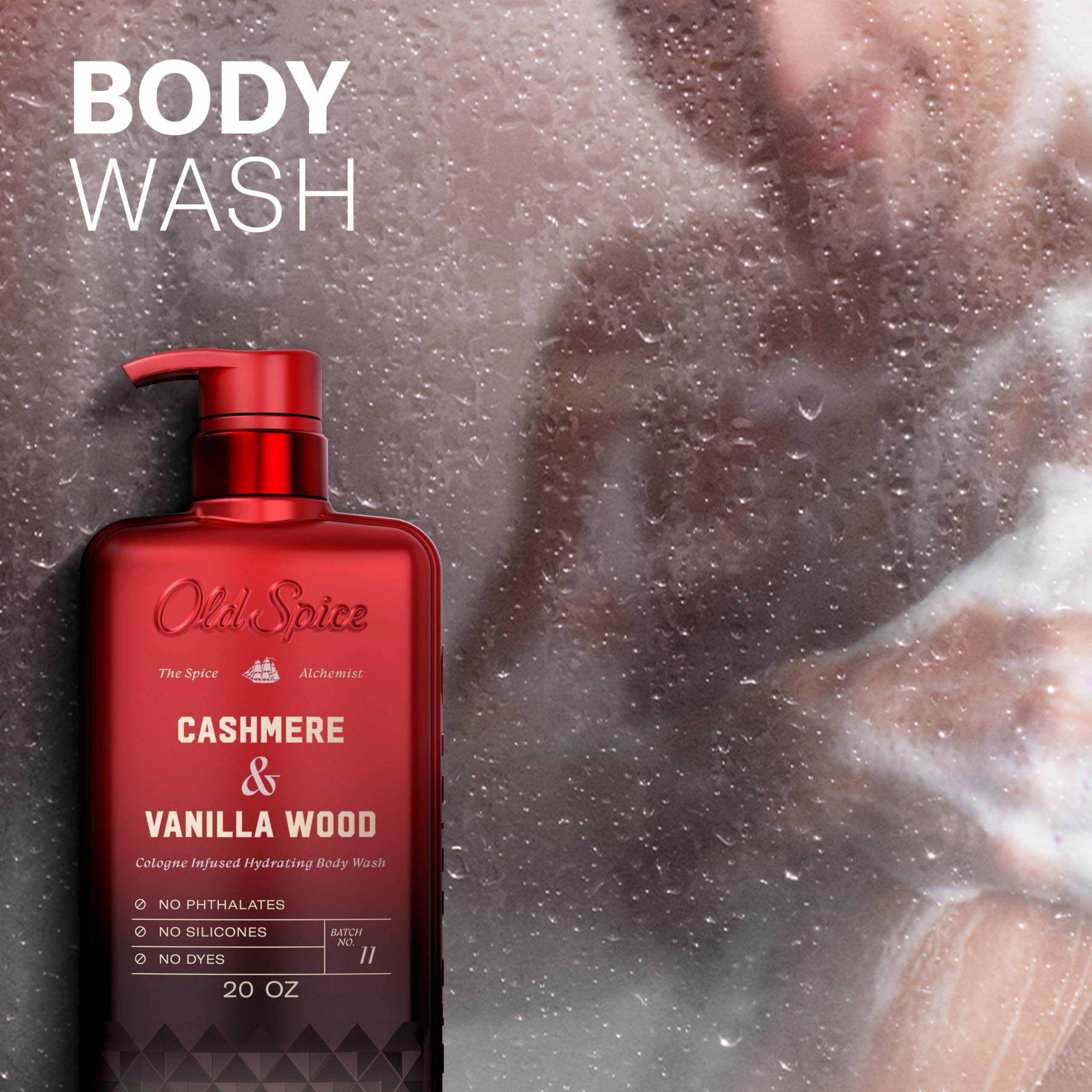 Old Spice Body Wash for Men, The Spice Alchemist Collection, 24/7 Cologne Infused Hydration, No Trade Off Formula, Free of Phthalates Silicones & Dyes, Cashmere + Vanilla Wood Scent, 20 oz - Image 5
