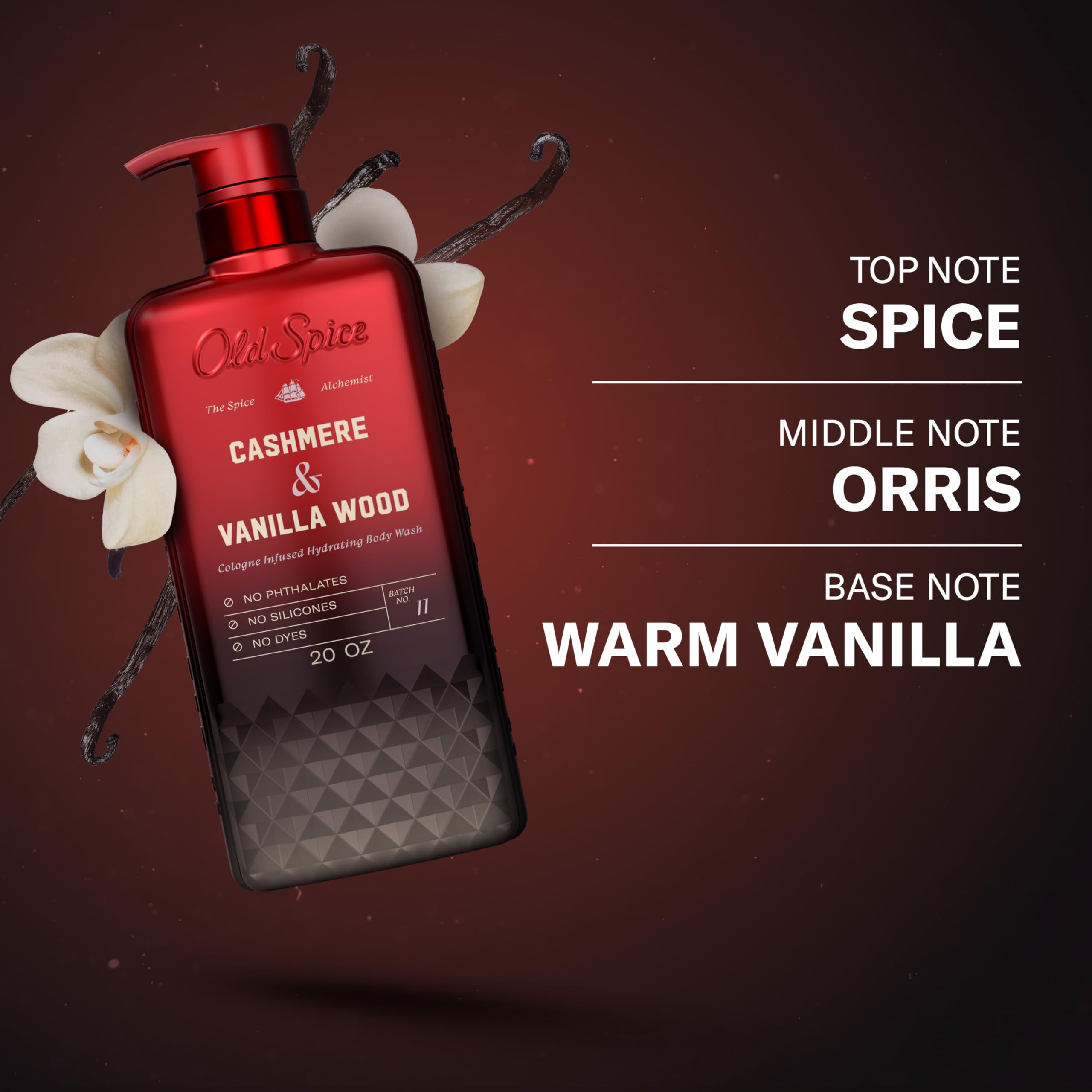 Old Spice Body Wash for Men, The Spice Alchemist Collection, 24/7 Cologne Infused Hydration, No Trade Off Formula, Free of Phthalates Silicones & Dyes, Cashmere + Vanilla Wood Scent, 20 oz - Image 8