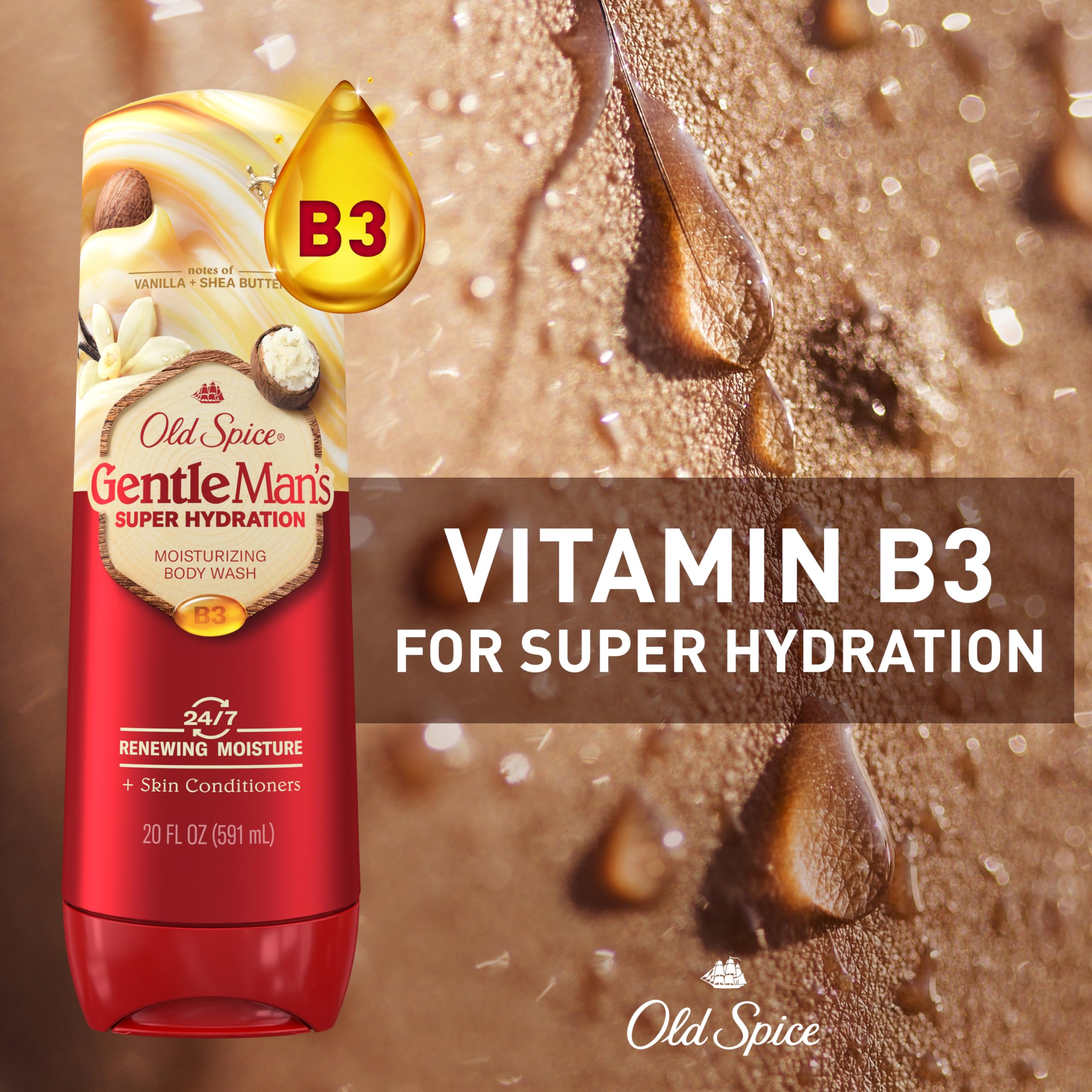 Old Spice Body Wash GentleMan’s Super Hydration for Men, 24/7 Renewing Moisture, Gentle on Skin with Skin Conditioners, Vanilla + Shea Butter Scent, 20 oz - Image 6