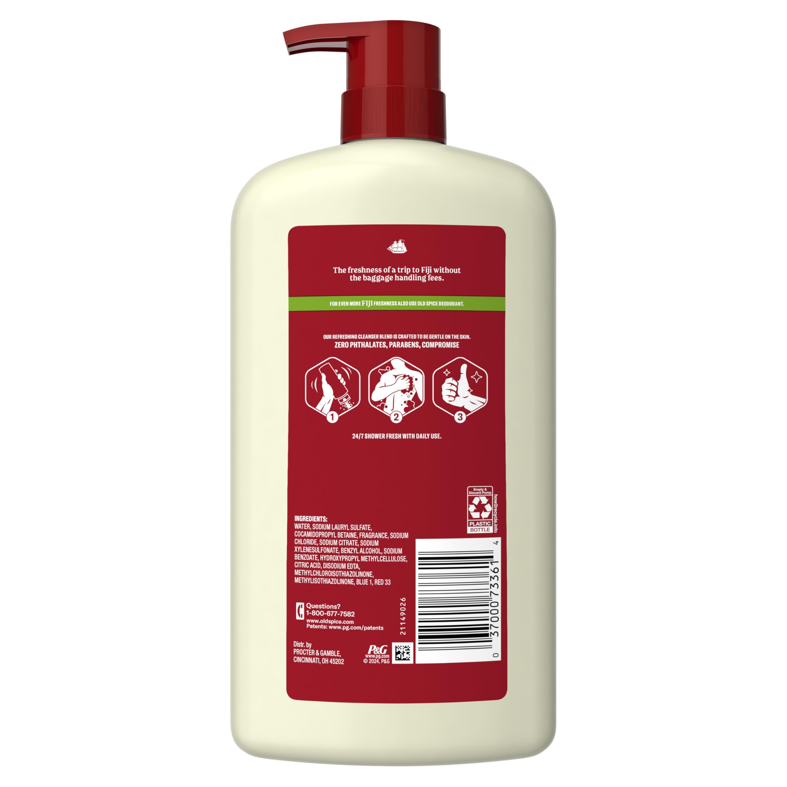Old Spice Cleansing Body Wash for Men, 24/7 Shower Fresh with Lasting Scent, Cleanse & Refresh, Gentle on Skin, Vitamin B3, Fiji with Palm Tree + Coconut Scent, 30 oz (Pack of 4) - Image 10