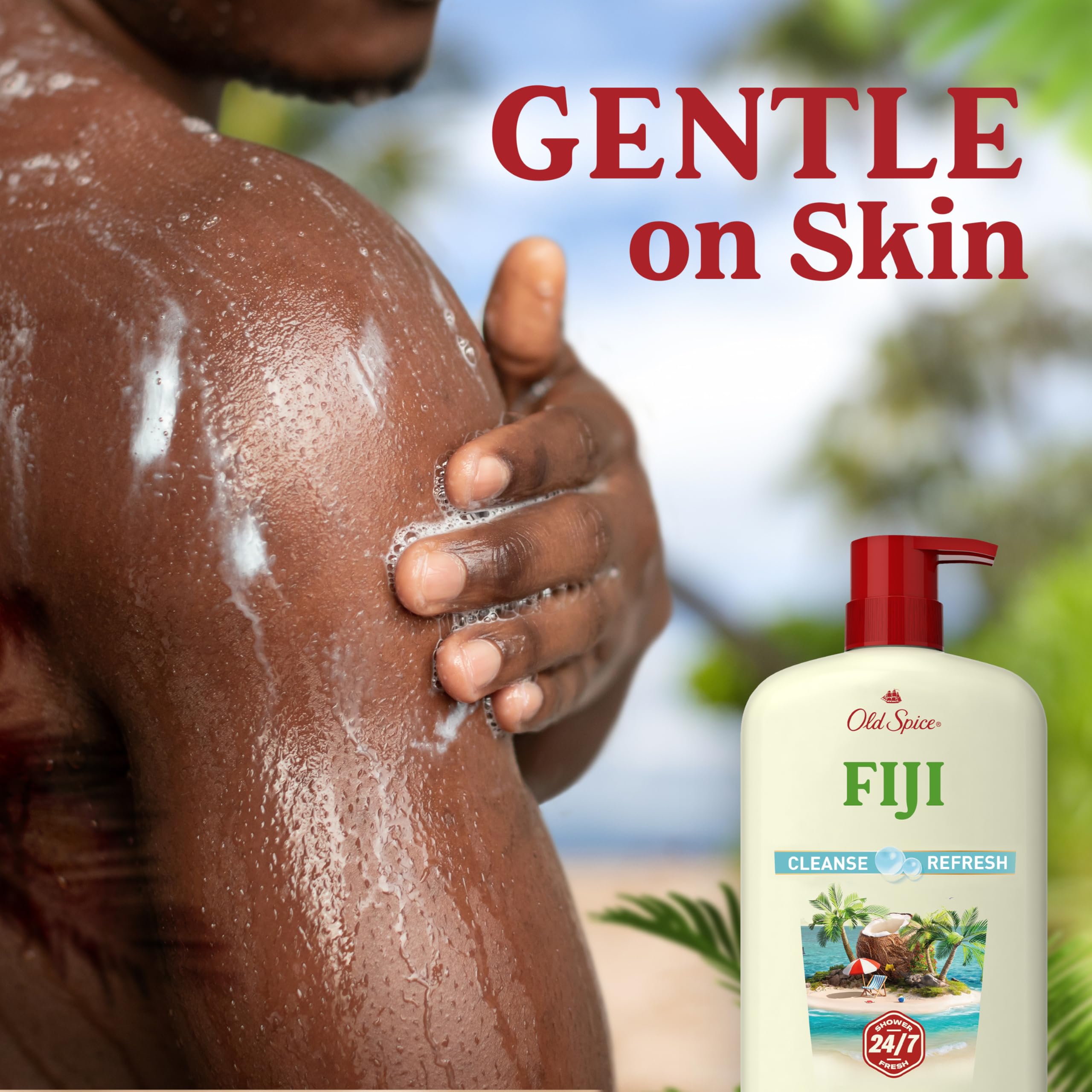 Old Spice Cleansing Body Wash for Men, 24/7 Shower Fresh with Lasting Scent, Cleanse & Refresh, Gentle on Skin, Vitamin B3, Fiji with Palm Tree + Coconut Scent, 30 oz (Pack of 4) - Image 5