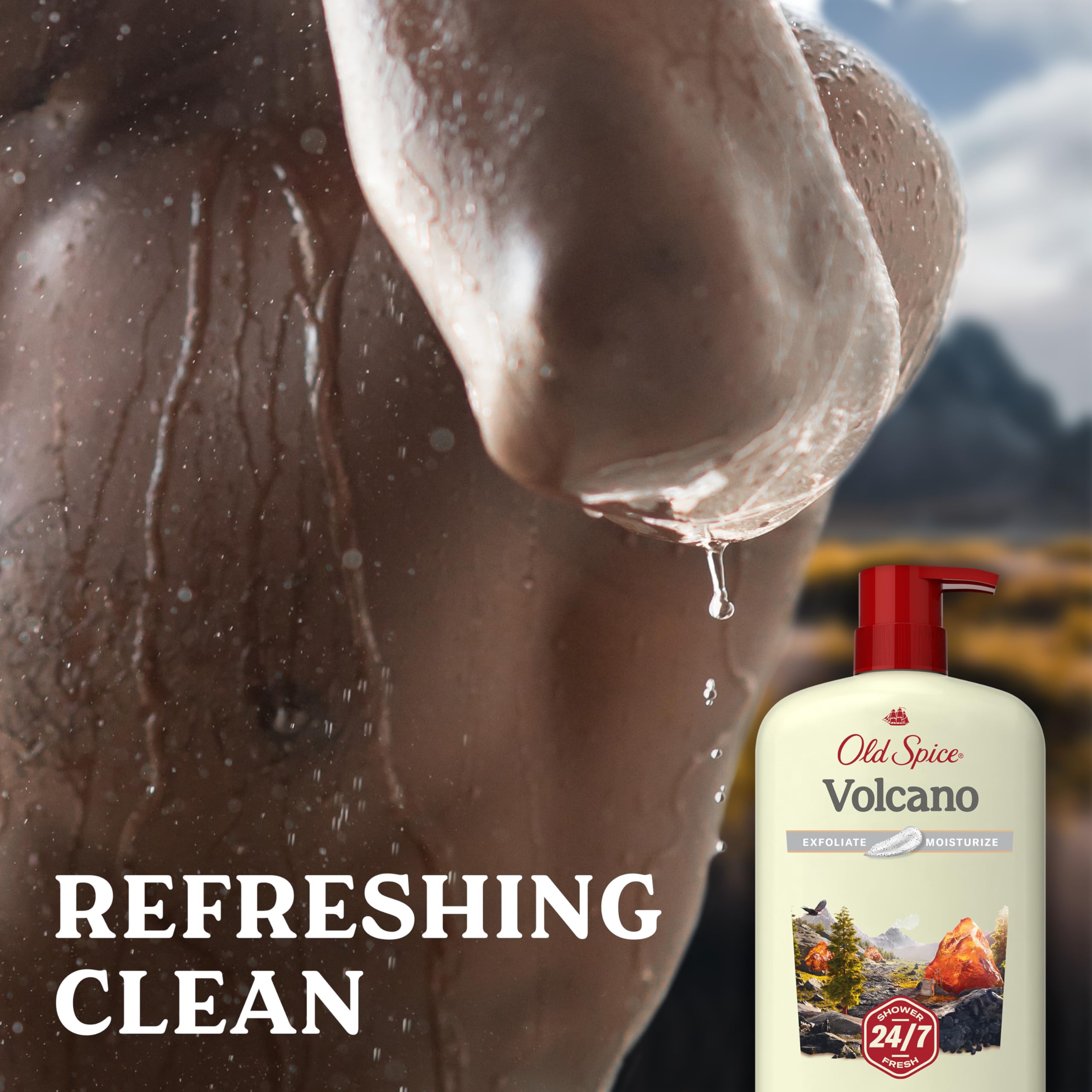 Old Spice Cleansing Body Wash for Men, 24/7 Shower Fresh with Lasting Scent, Exfoliate & Moisture, Gentle on Skin, Vitamin B3, Volcano with Dark Cedar + Amber Scent, 30 oz (Pack of 4) - Image 5