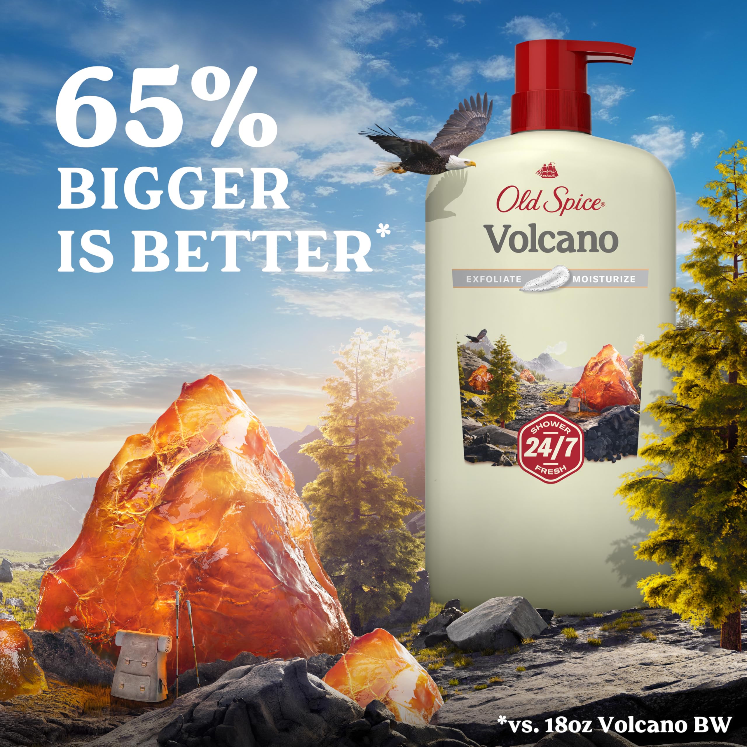 Old Spice Cleansing Body Wash for Men, 24/7 Shower Fresh with Lasting Scent, Exfoliate & Moisture, Gentle on Skin, Vitamin B3, Volcano with Dark Cedar + Amber Scent, 30 oz (Pack of 4) - Image 6