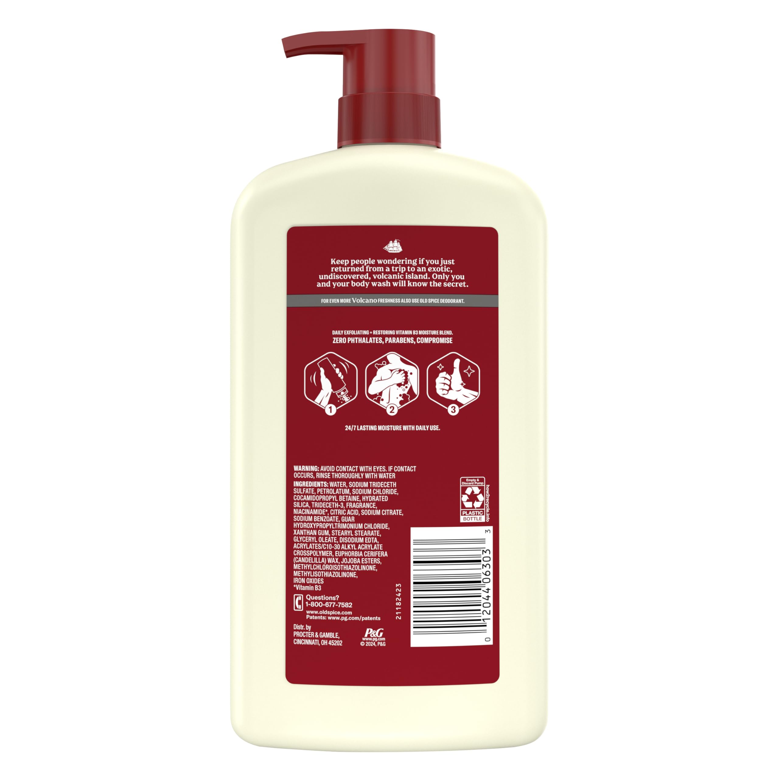 Old Spice Cleansing Body Wash for Men, 24/7 Shower Fresh with Lasting Scent, Exfoliate & Moisture, Gentle on Skin, Vitamin B3, Volcano with Dark Cedar + Amber Scent, 30 oz (Pack of 4) - Image 9
