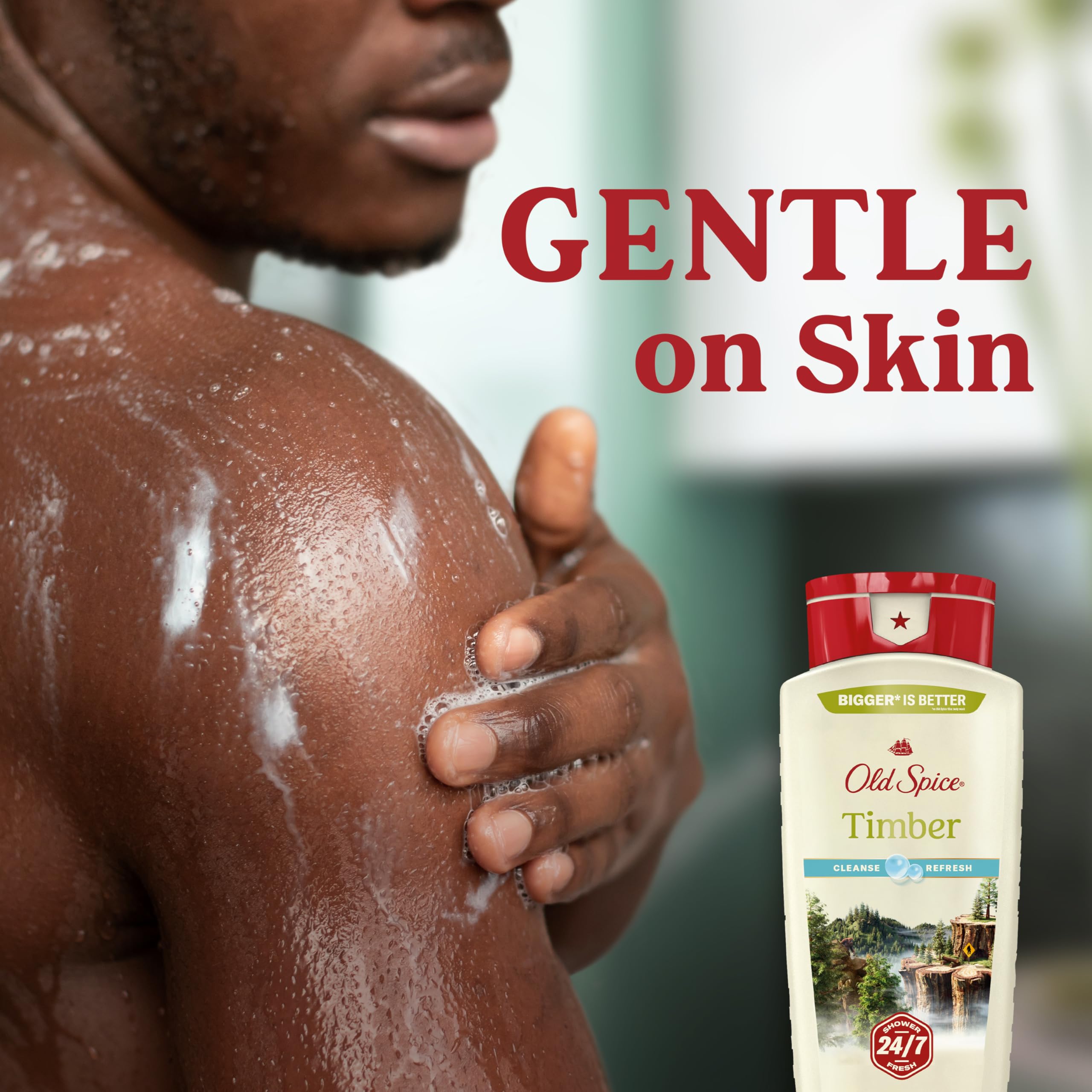 Old Spice Cleansing Body Wash for Men, 24/7 Shower Fresh with Lasting Scent, Cleanse & Refresh, Gentle on Skin, Vitamin B3, Timber with Sandalwood + Cypress Scent, 18 oz (Pack of 4) - Image 5