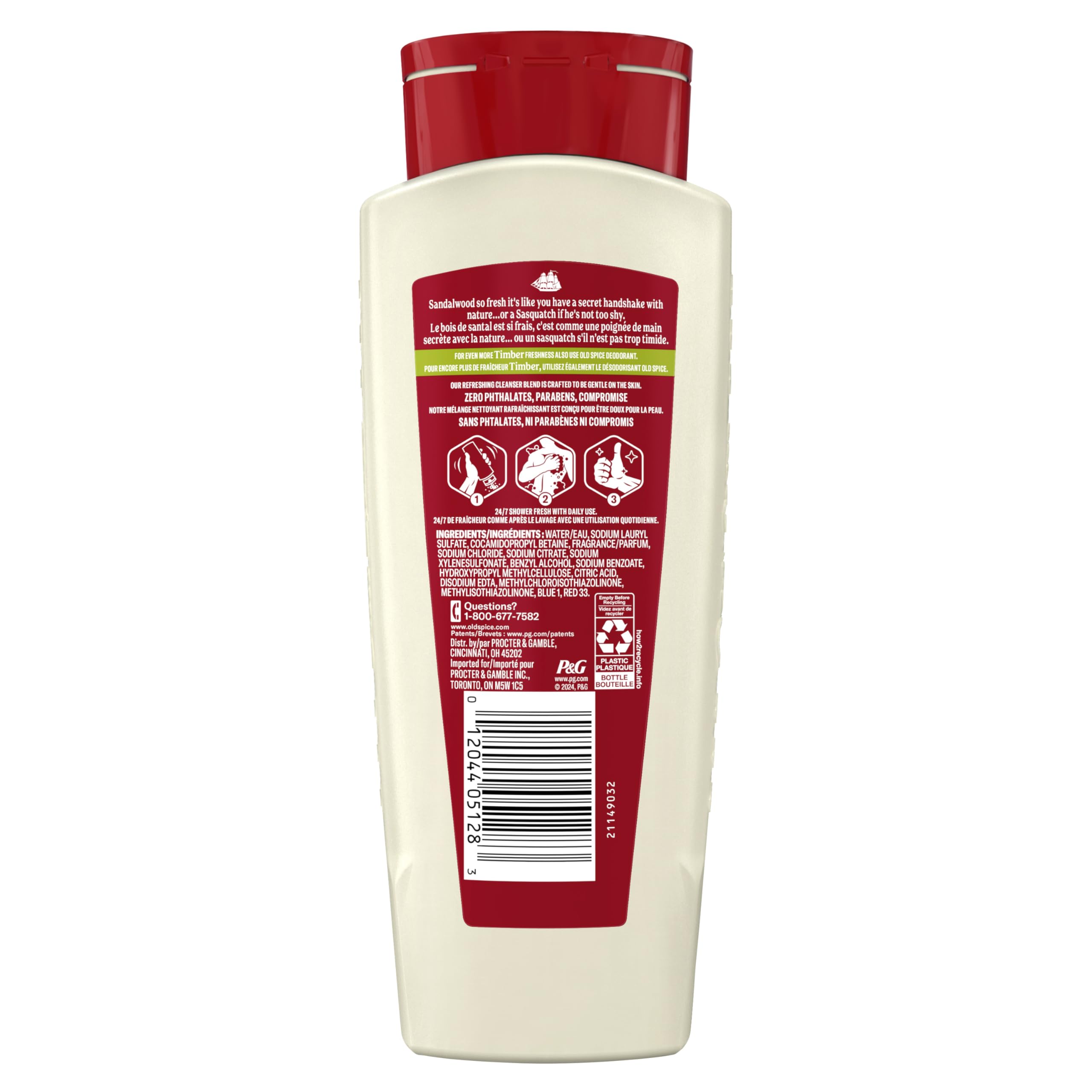 Old Spice Cleansing Body Wash for Men, 24/7 Shower Fresh with Lasting Scent, Cleanse & Refresh, Gentle on Skin, Vitamin B3, Timber with Sandalwood + Cypress Scent, 18 oz (Pack of 4) - Image 9