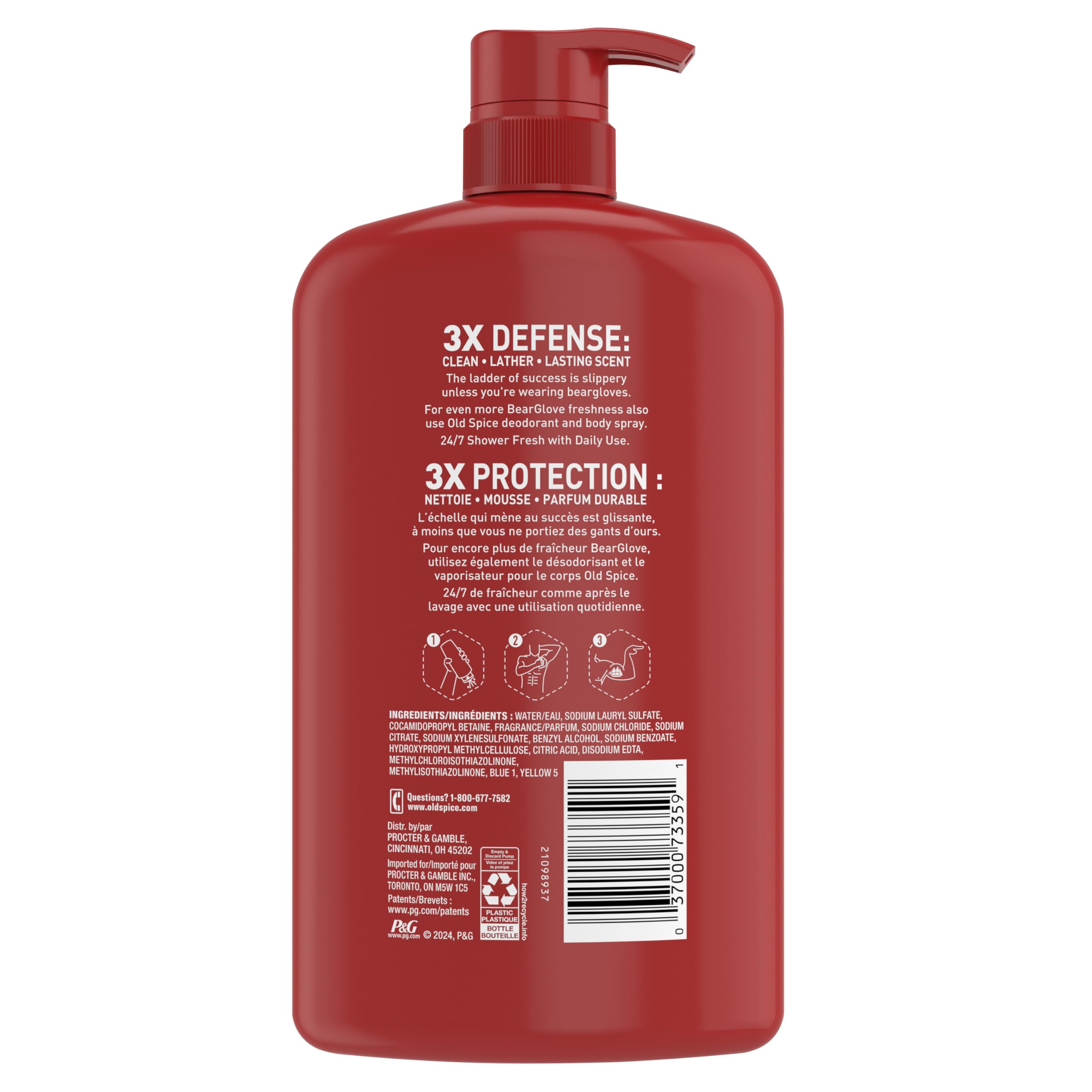 Old Spice Cleansing Body Wash for Men, 3X Defense, 24/7 Shower Fresh with Lasting Scent, 2-in-1 Body & Face Wash, Bearglove with Crisp Orchard Scent, 33.4 (Pack of 4) - Image 10