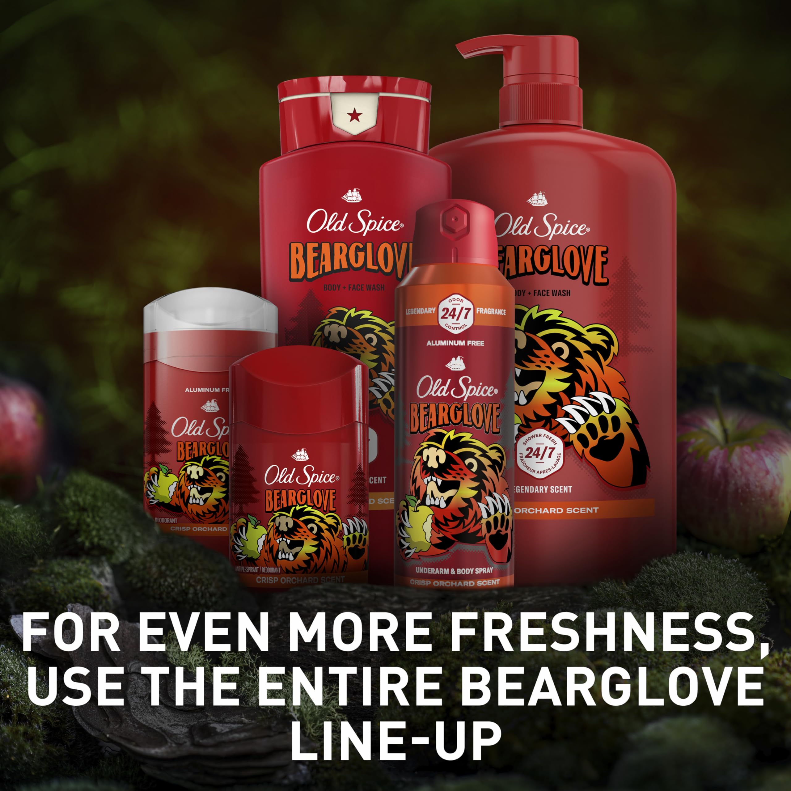 Old Spice Cleansing Body Wash for Men, 3X Defense, 24/7 Shower Fresh with Lasting Scent, 2-in-1 Body & Face Wash, Bearglove with Crisp Orchard Scent, 33.4 (Pack of 4) - Image 9