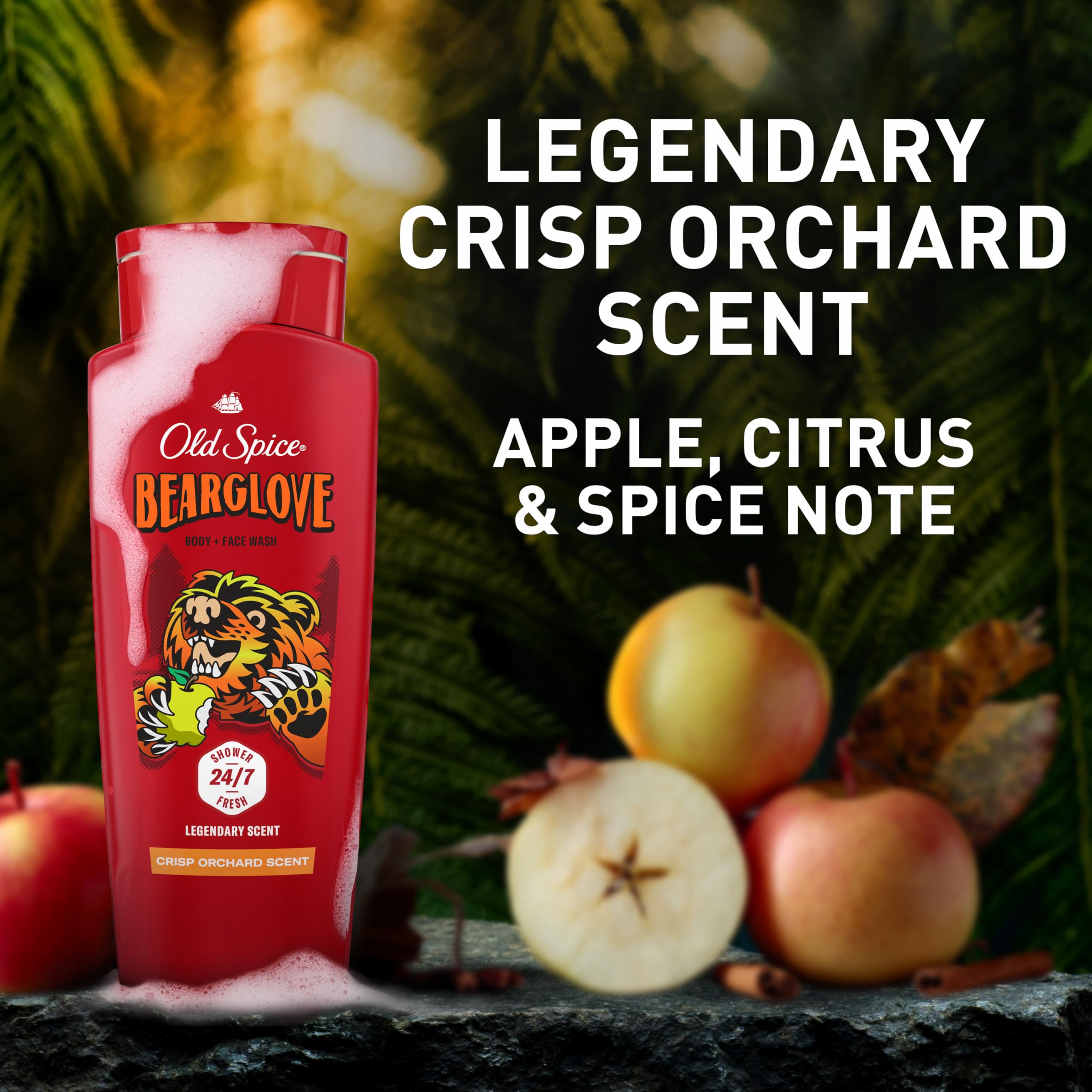 Old Spice Cleansing Body Wash for Men, 3X Defense, 24/7 Shower Fresh with Lasting Scent, 2-in-1 Body & Face Wash, Bearglove with Crisp Orchard Scent, 24 oz (Pack of 4) - Image 8