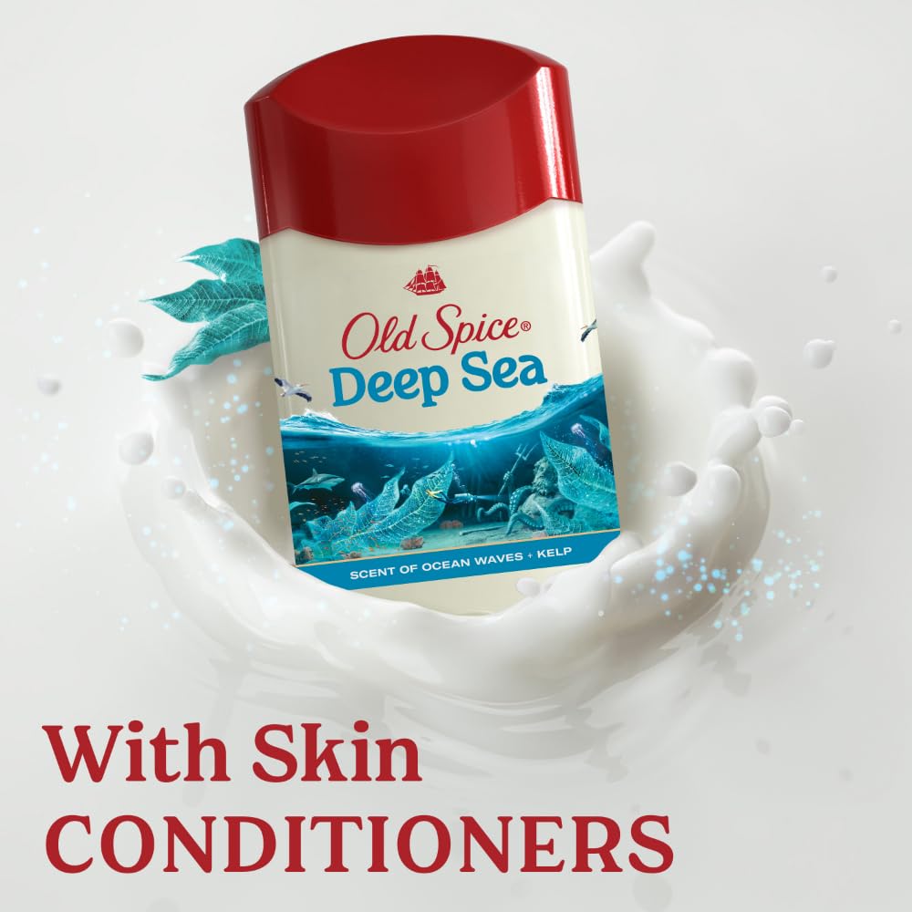 Old Spice Dry Feel Antiperspirant Deodorant for Men, 24/7 Long Lasting Freshness, 24/7 Sweat & Odor Protection, Gentle on Skin with Skin Conditioners, Deep Sea with Ocean Elements Scent, 2.6 oz - Image 6