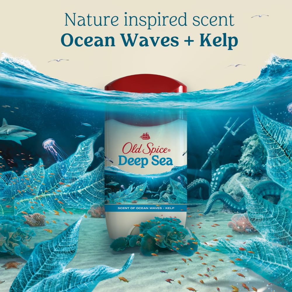 Old Spice Dry Feel Antiperspirant Deodorant for Men, 24/7 Long Lasting Freshness, 24/7 Sweat & Odor Protection, Gentle on Skin with Skin Conditioners, Deep Sea with Ocean Elements Scent, 2.6 oz - Image 7