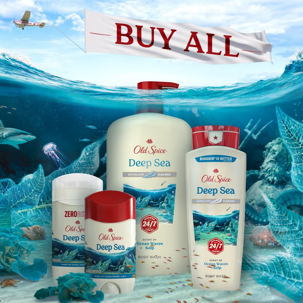 Old Spice Dry Feel Antiperspirant Deodorant for Men, 24/7 Long Lasting Freshness, 24/7 Sweat & Odor Protection, Gentle on Skin with Skin Conditioners, Deep Sea with Ocean Elements Scent, 2.6 oz - Image 8