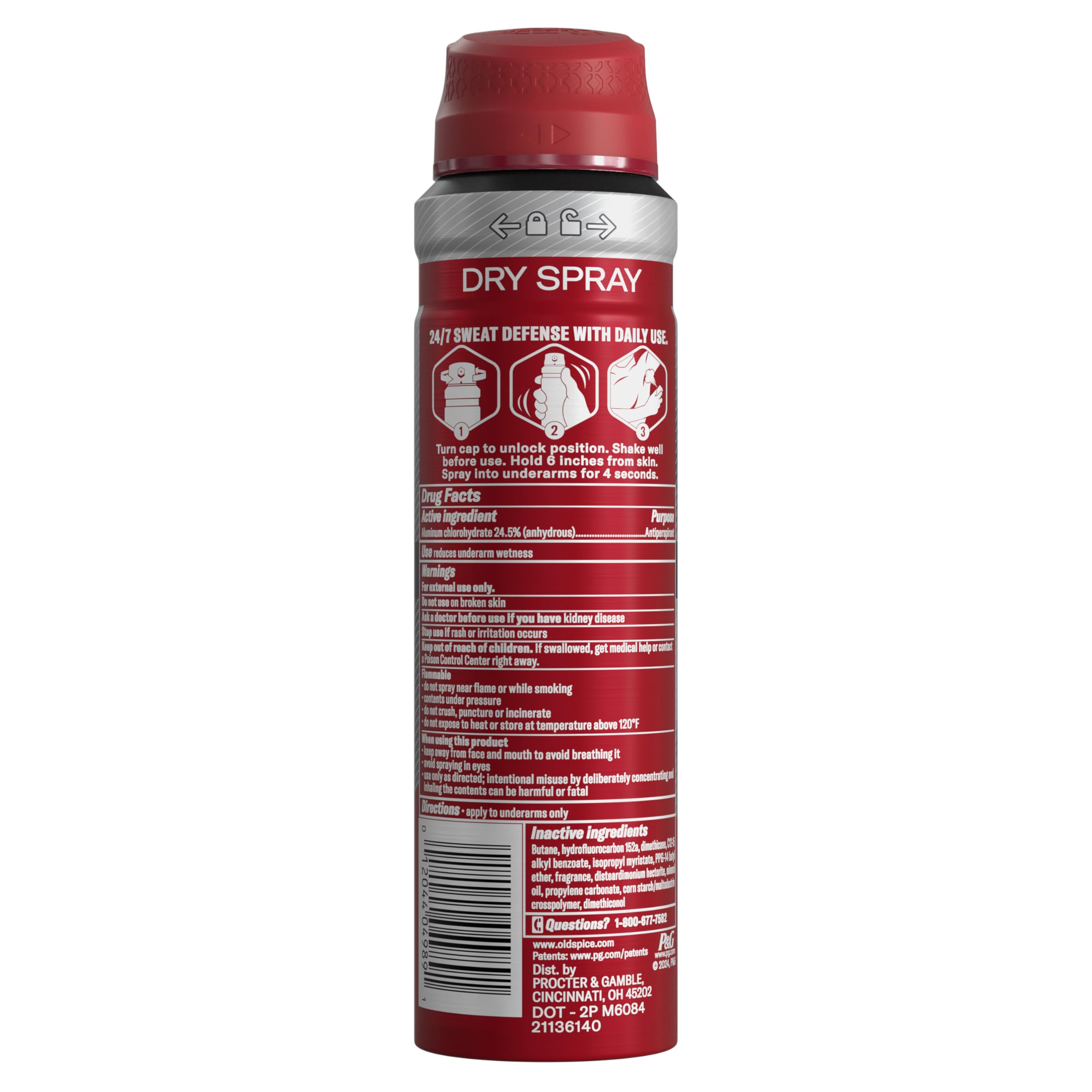 Old Spice Dry Spray Antiperspirant Deodorant for Men, 24/7 Sweat & Odor Protection, 24/7 Sweat Defense & Lasting Freshness, Swagger with Cedarwood Scent, 4.3 oz (Pack of 3) - Image 9