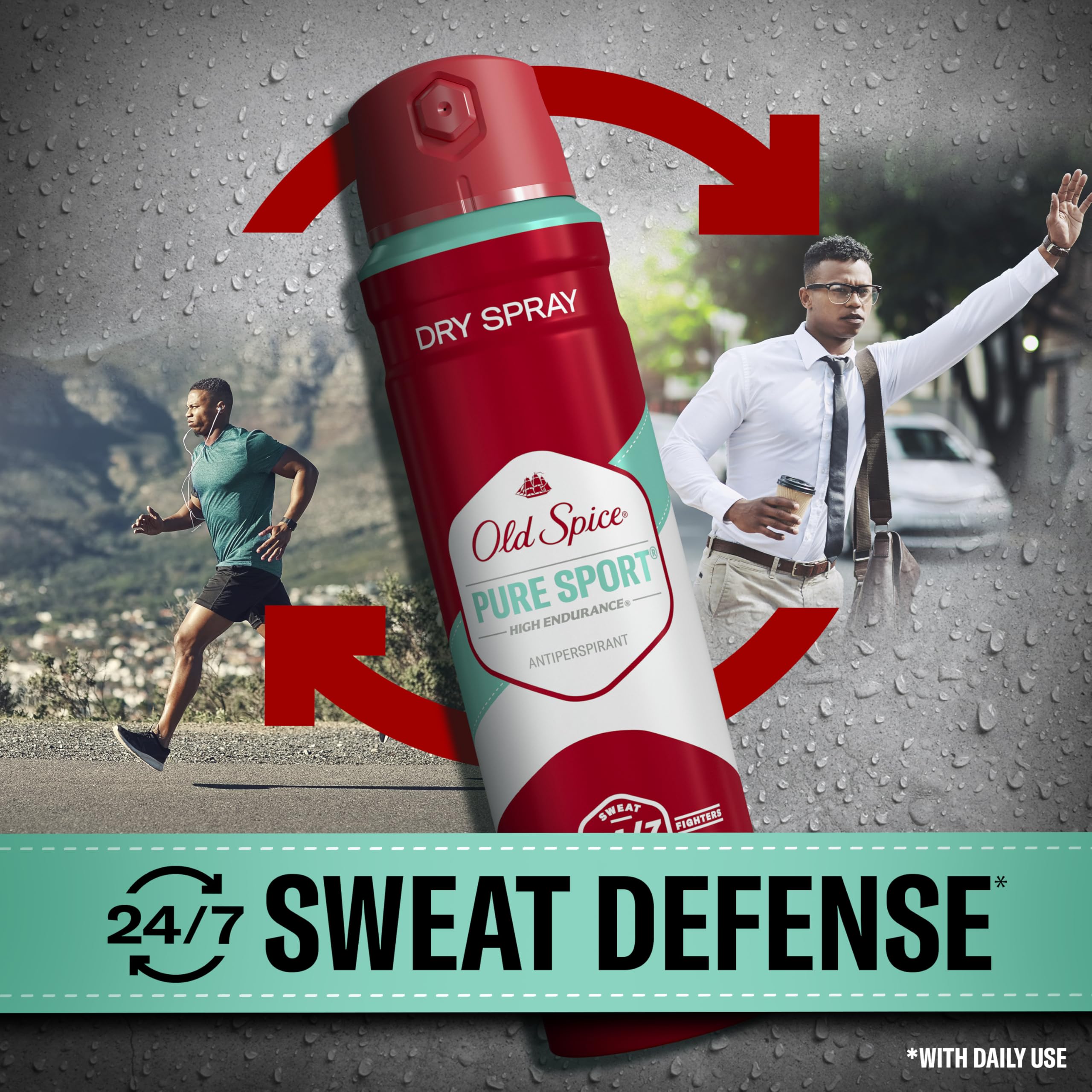 Old Spice Dry Spray Antiperspirant Deodorant for Men, High Endurance, 24/7 Sweat Defense & Odor Protection, 24/7 Freshness & Lasting Scent, Pure Sport Scent, 4.3 oz (Pack of 3) - Image 4