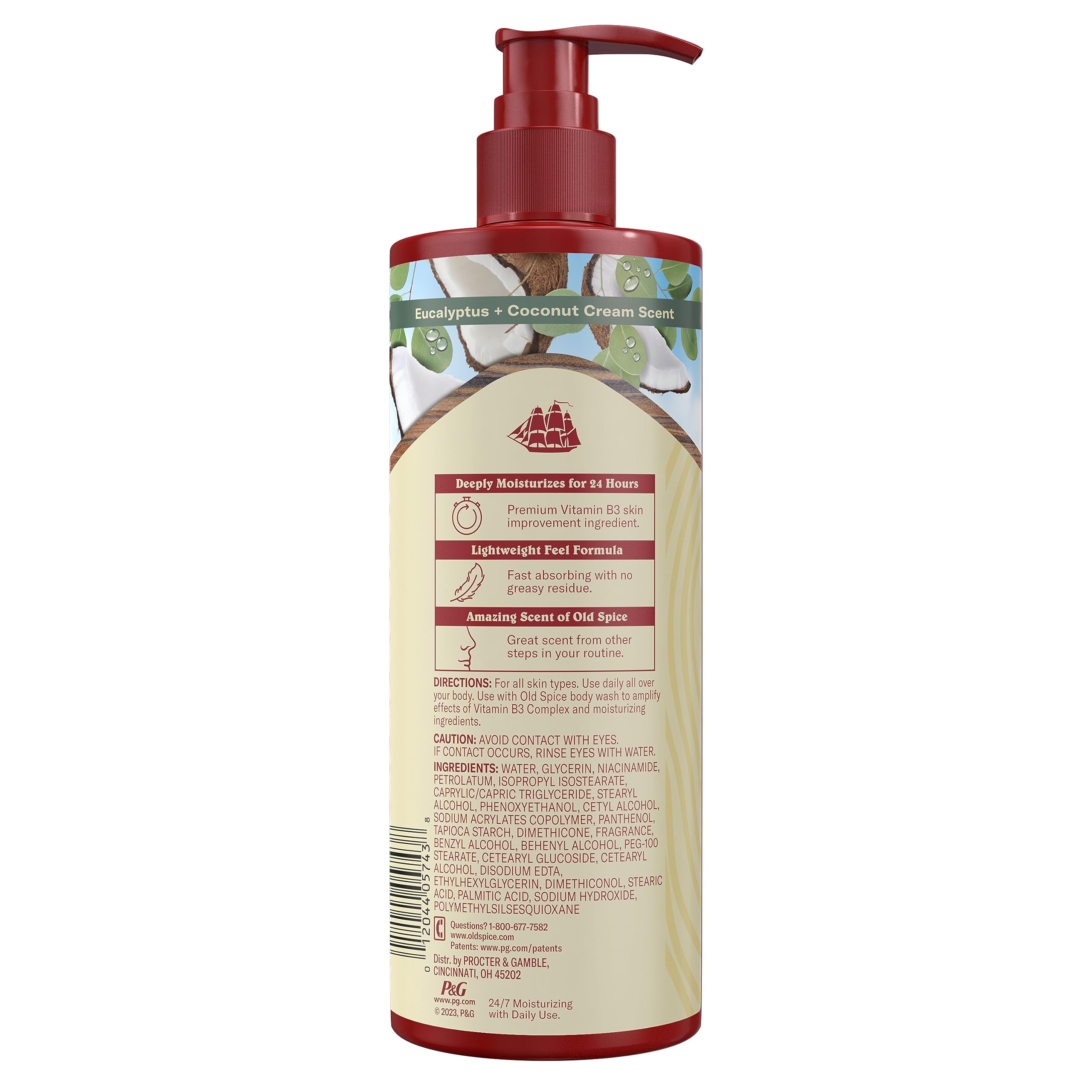 Old Spice Hand & Body Lotion for Men, Gentleman's Super Hydration, 24/7 Moisturizing with Vitamin B3 Complex, Fast Absorping, Eucalyptus & Coconut Cream, 17 oz (Pack of 2) - Image 7