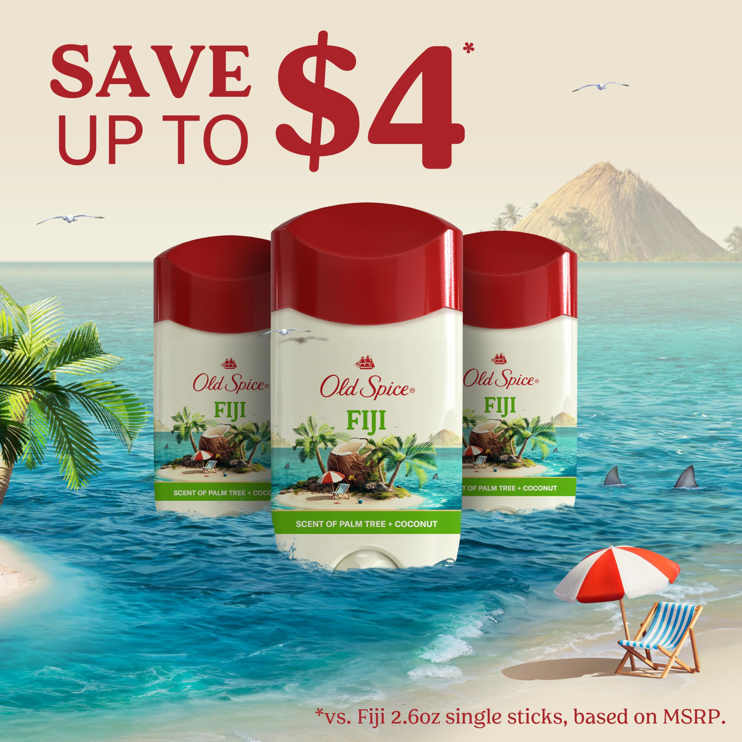 Old Spice Dry Feel Antiperspirant Deodorant for Men, 24/7 Freshness, 24/7 Sweat & Odor Protection, Gentle on Skin with Skin Conditioners, Fiji with Palm Tree + Coconut Scent, 2.6 oz (Pack of 3) - Image 7
