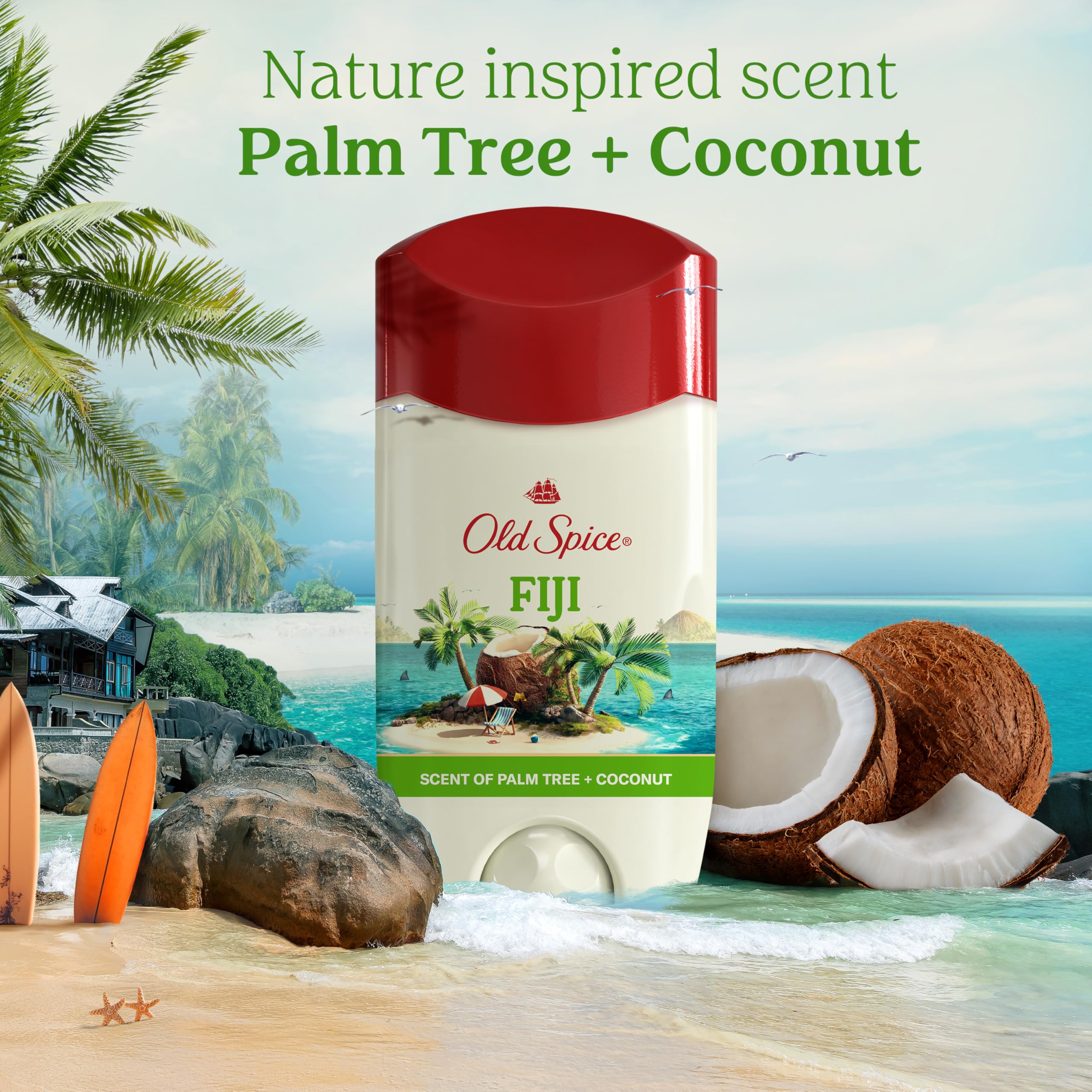 Old Spice Dry Feel Antiperspirant Deodorant for Men, 24/7 Freshness, 24/7 Sweat & Odor Protection, Gentle on Skin with Skin Conditioners, Fiji with Palm Tree + Coconut Scent, 2.6 oz (Pack of 3) - Image 8