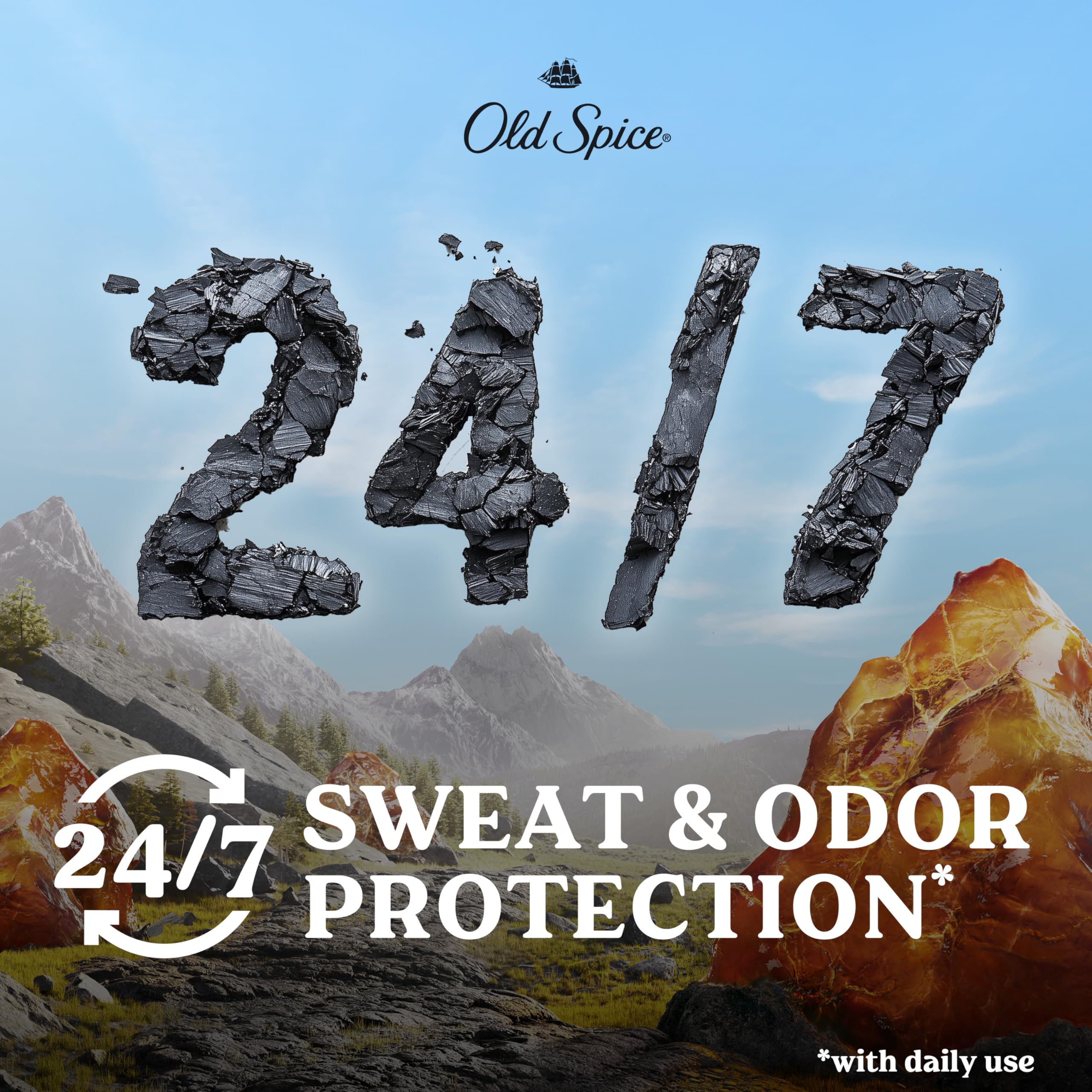 Old Spice Men's Antiperspirant & Deodorant Volcano with Charcoal, 2.6oz (Pack of 3) with Travel-Size Swagger Body Wash - Image 4