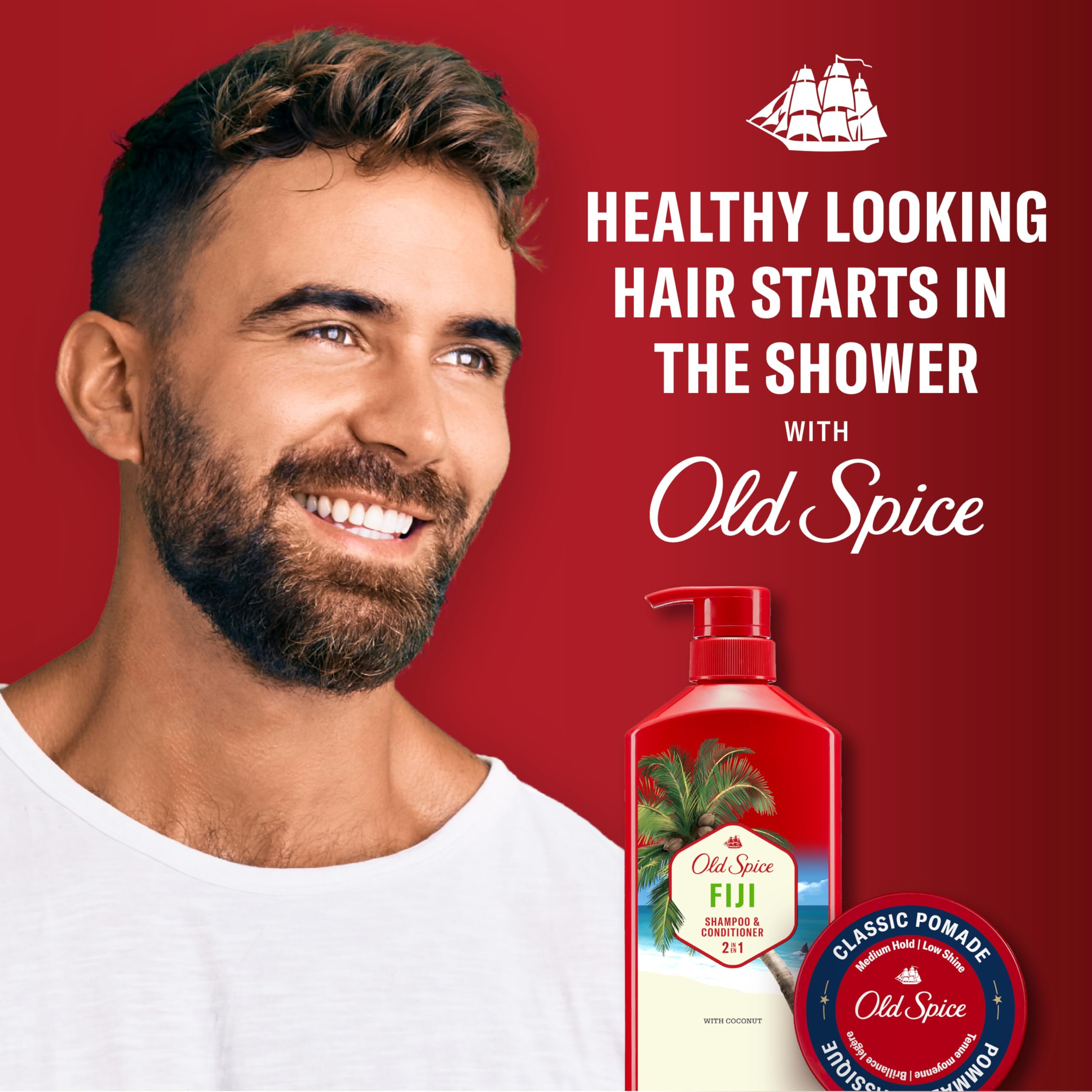 Old Spice Mens 2-in-1 Shampoo and Conditioner Set, Fiji, Coconut & Tropical Wood Scent, For All Hair Types, Healthier, Fuller, Moisturized Looking Hair, 21.9 fl oz Each, Twin Pack - Image 7