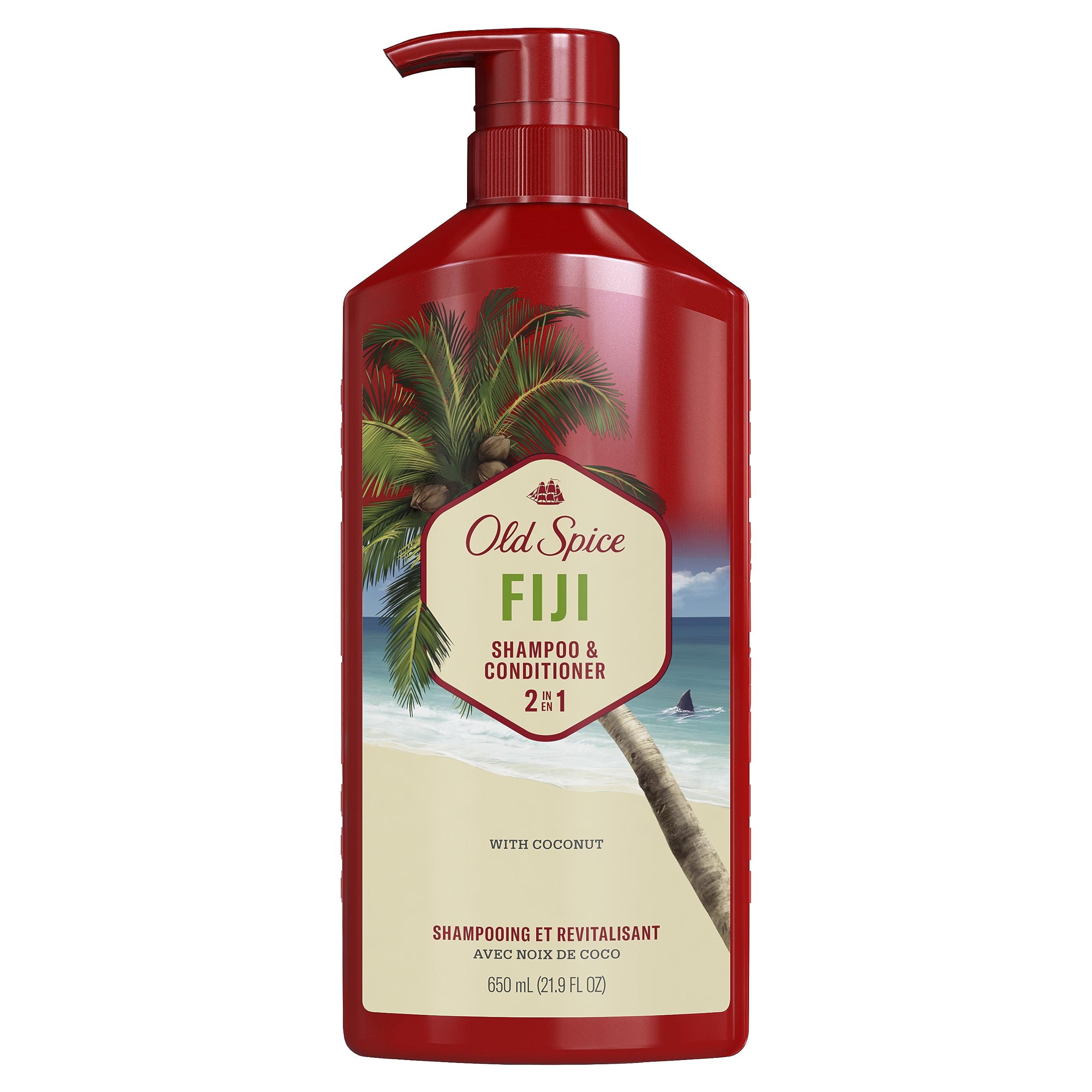 Old Spice Mens 2-in-1 Shampoo and Conditioner Set, Fiji, Coconut & Tropical Wood Scent, For All Hair Types, Healthier, Fuller, Moisturized Looking Hair, 21.9 fl oz Each, Twin Pack - Image 8