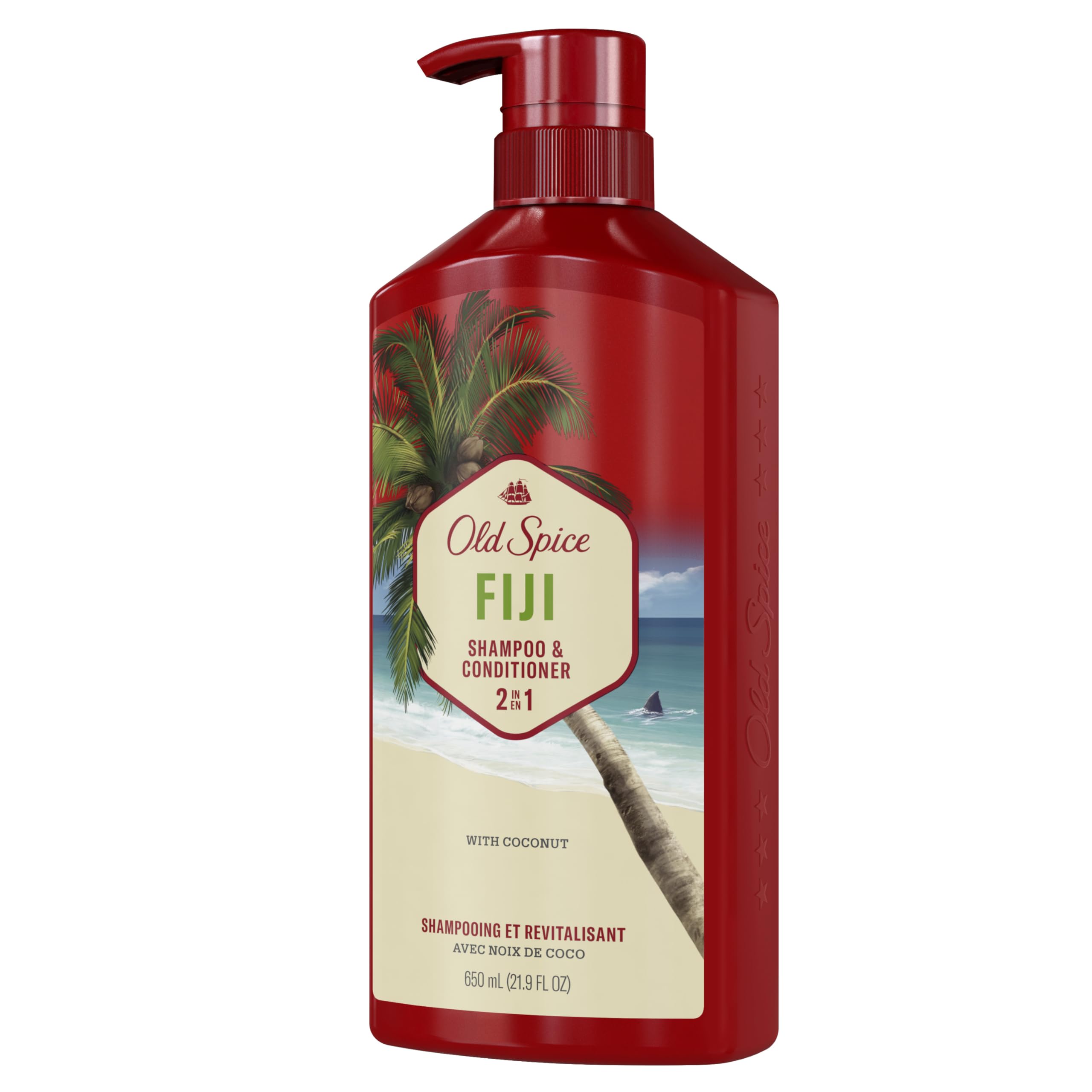 Old Spice Mens 2-in-1 Shampoo and Conditioner Set, Fiji, Coconut & Tropical Wood Scent, For All Hair Types, Healthier, Fuller, Moisturized Looking Hair, 21.9 fl oz Each, Twin Pack - Image 9
