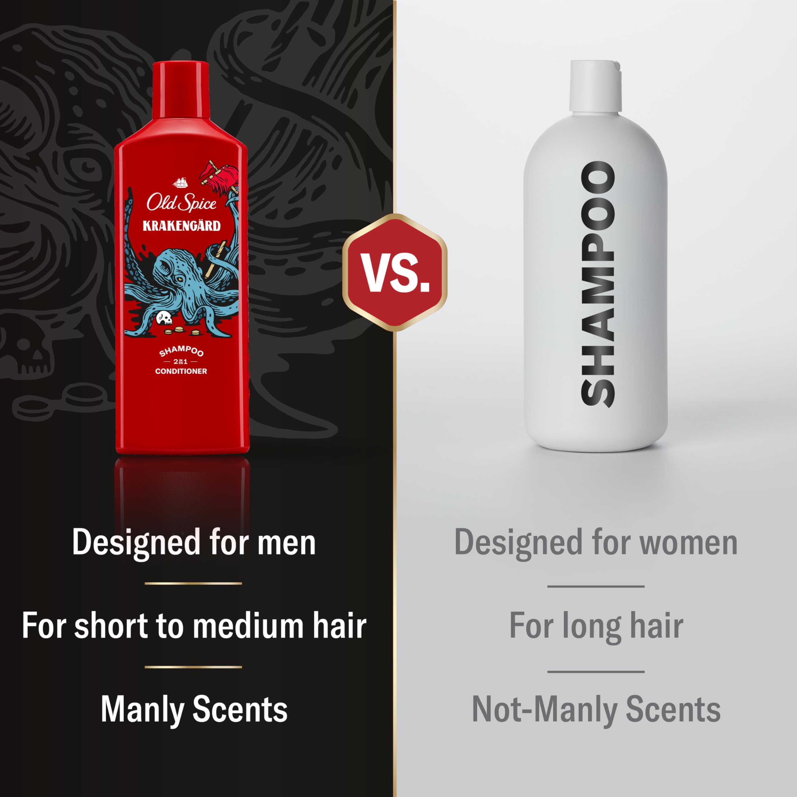 Old Spice Mens 2-in-1 Shampoo and Conditioner Set, Krakengard, For All Hair Types, Healthier, Fuller, More Moisturized Looking Hair, 13.5 fl oz Each (Pack of 6) - Image 3