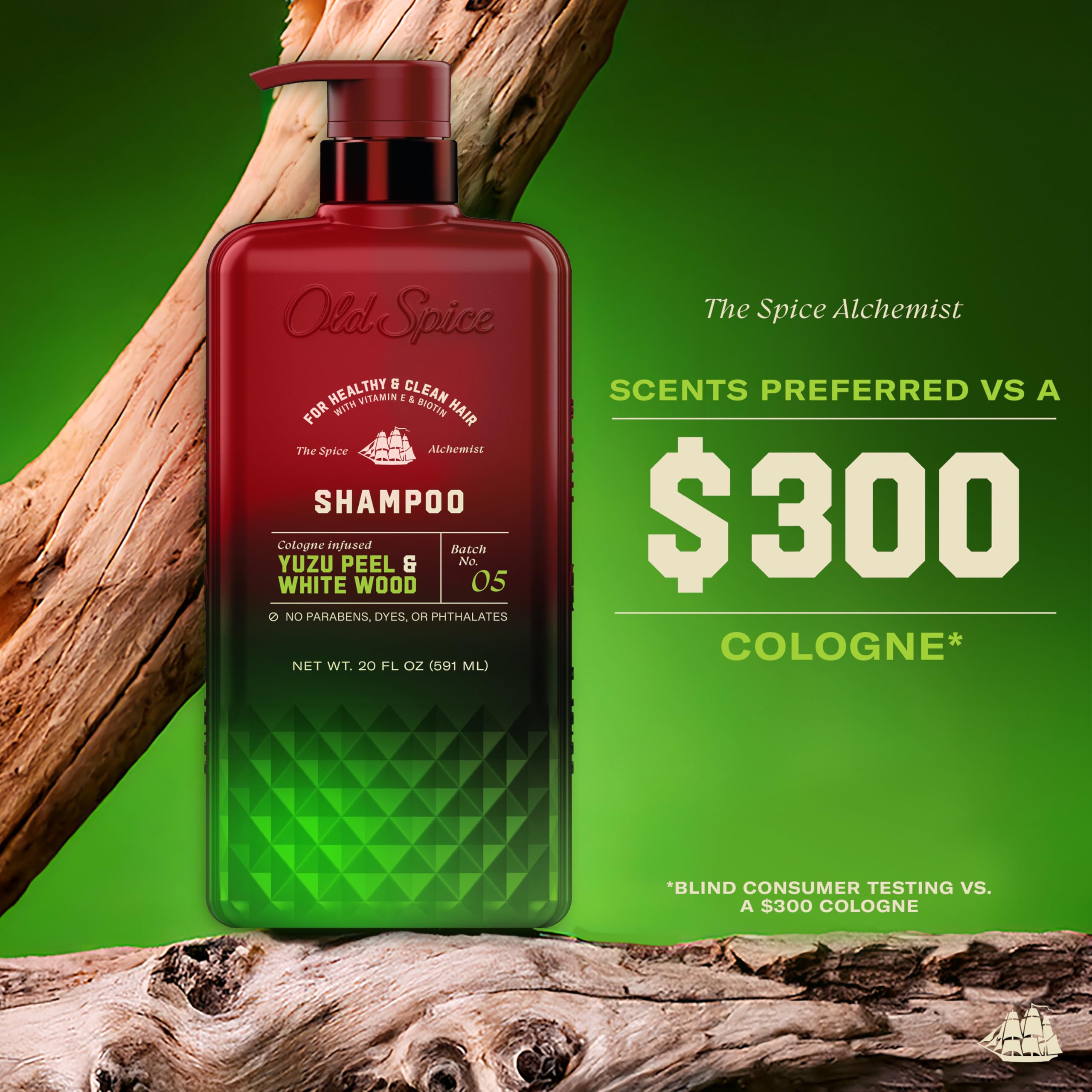 Old Spice Mens Shampoo, The Spice Alchemist Collection, Cologne-Infused Yuzu Peel & White Wood Scent, Free of Parabens & Phthalates, 21.9 fl oz - Image 3