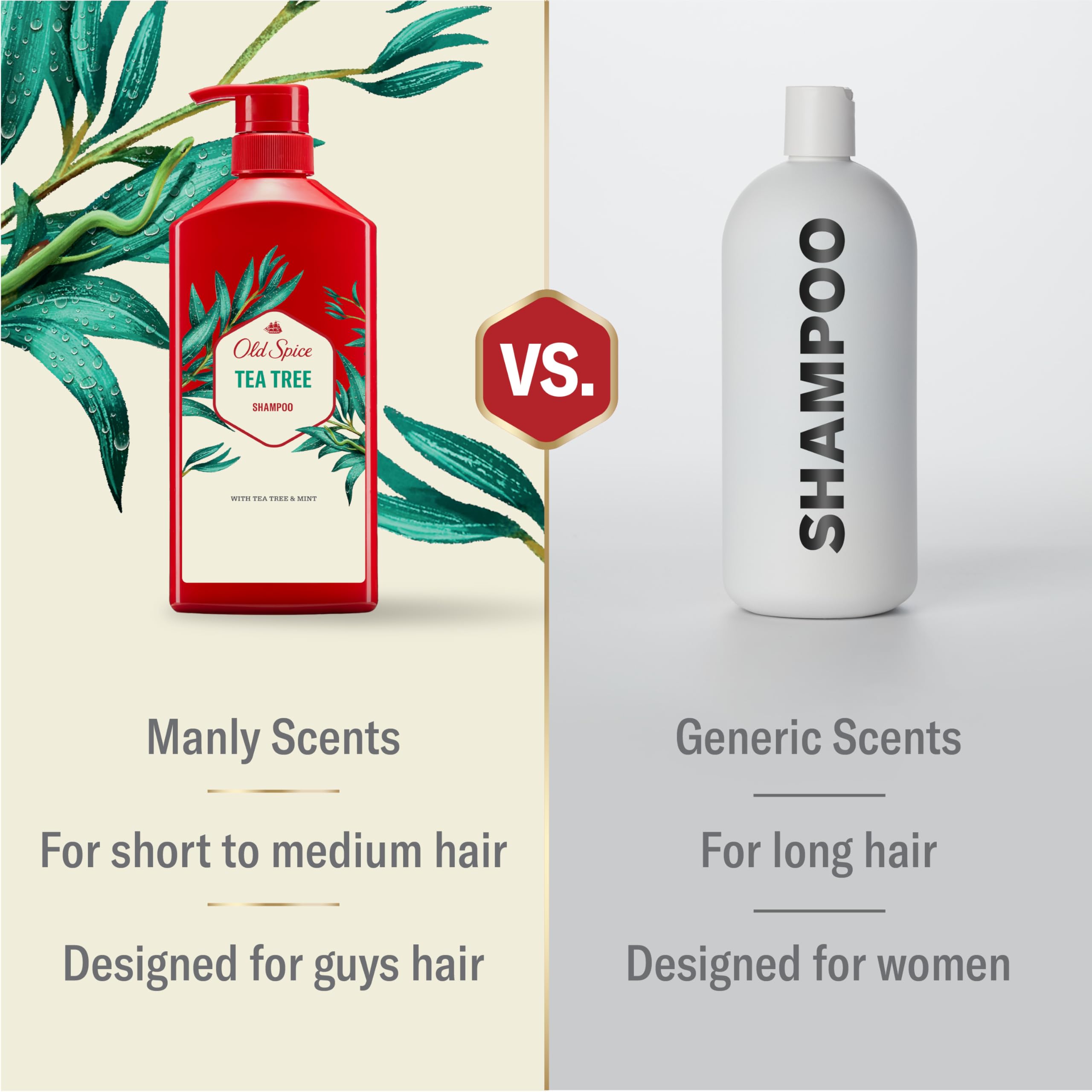Old Spice Mens Tea Tree Shampoo, For All Hair Types, Healthier, Fuller, More Moisturized Looking Hair, 21.9 fl oz Each, Twin Pack - Image 3
