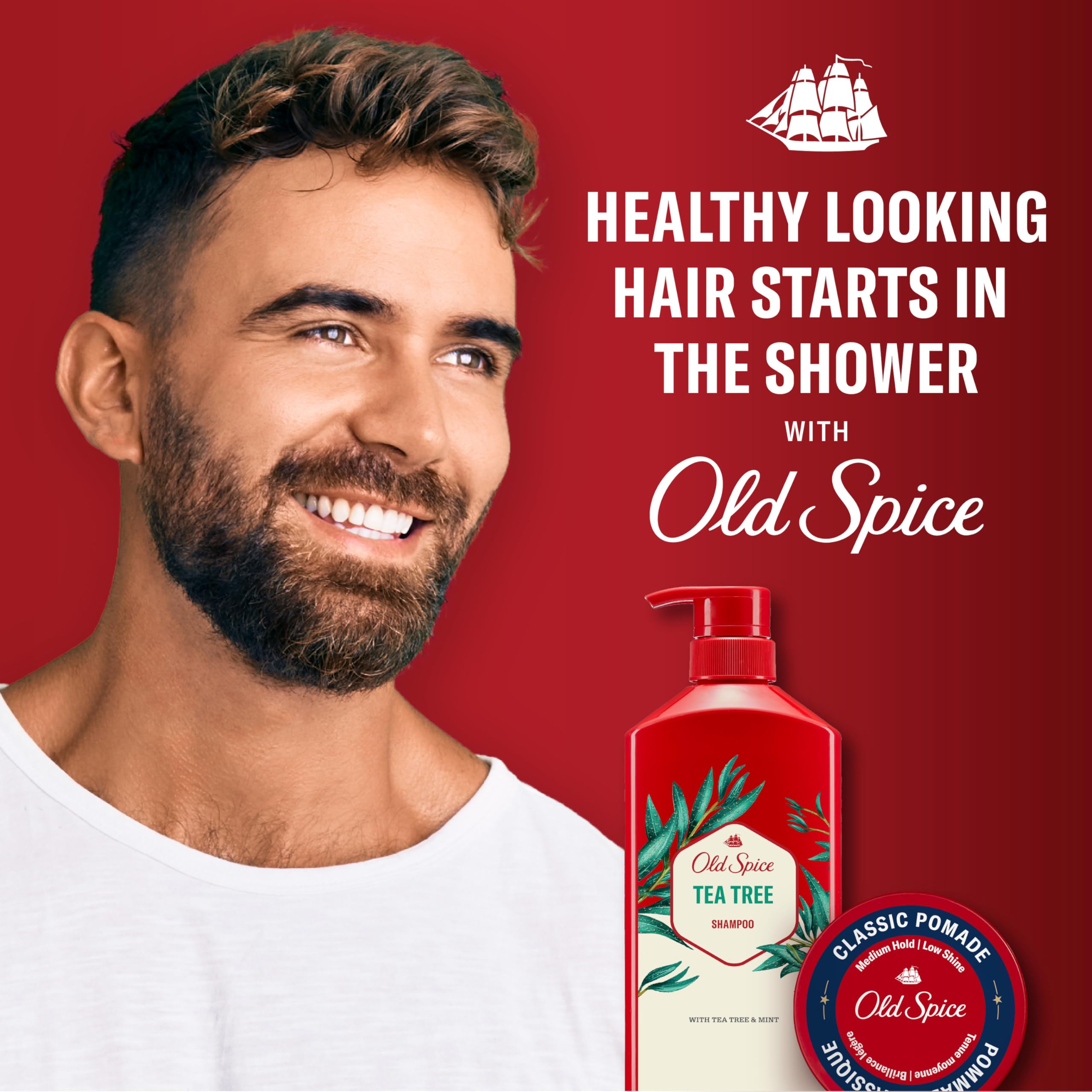 Old Spice Mens Tea Tree Shampoo, For All Hair Types, Healthier, Fuller, More Moisturized Looking Hair, 21.9 fl oz Each, Twin Pack - Image 7