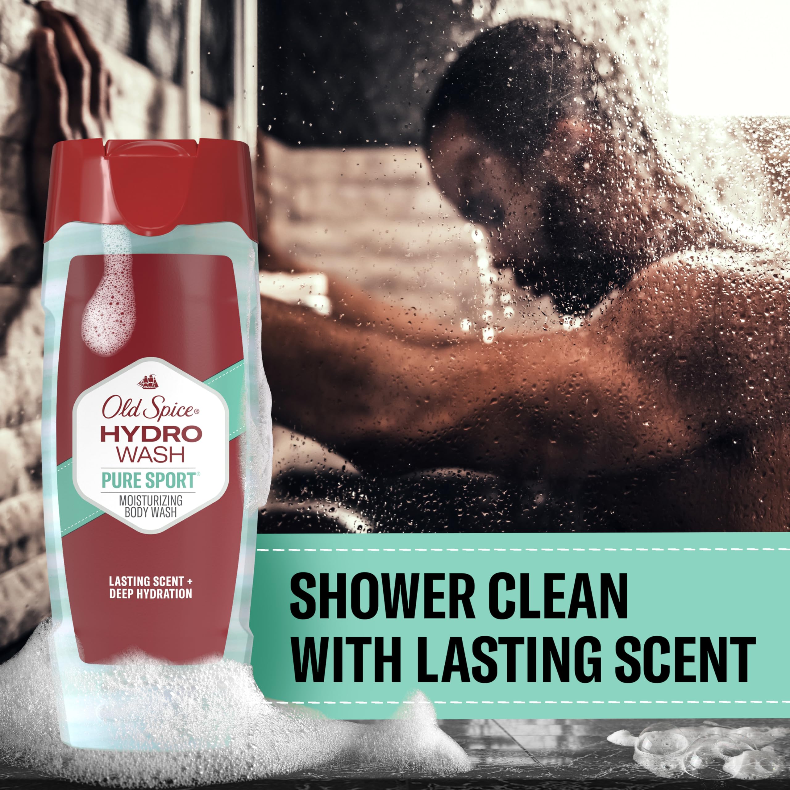 Old Spice Moisturizing Body Wash for Men, Hydro Wash, 2-in-1 Long Lasting Scent & Powerful Hydration to Fight Dry Skin, 24/7 Shower Fresh, Pure Sport Scent, 16 oz (Pack of 4) - Image 5