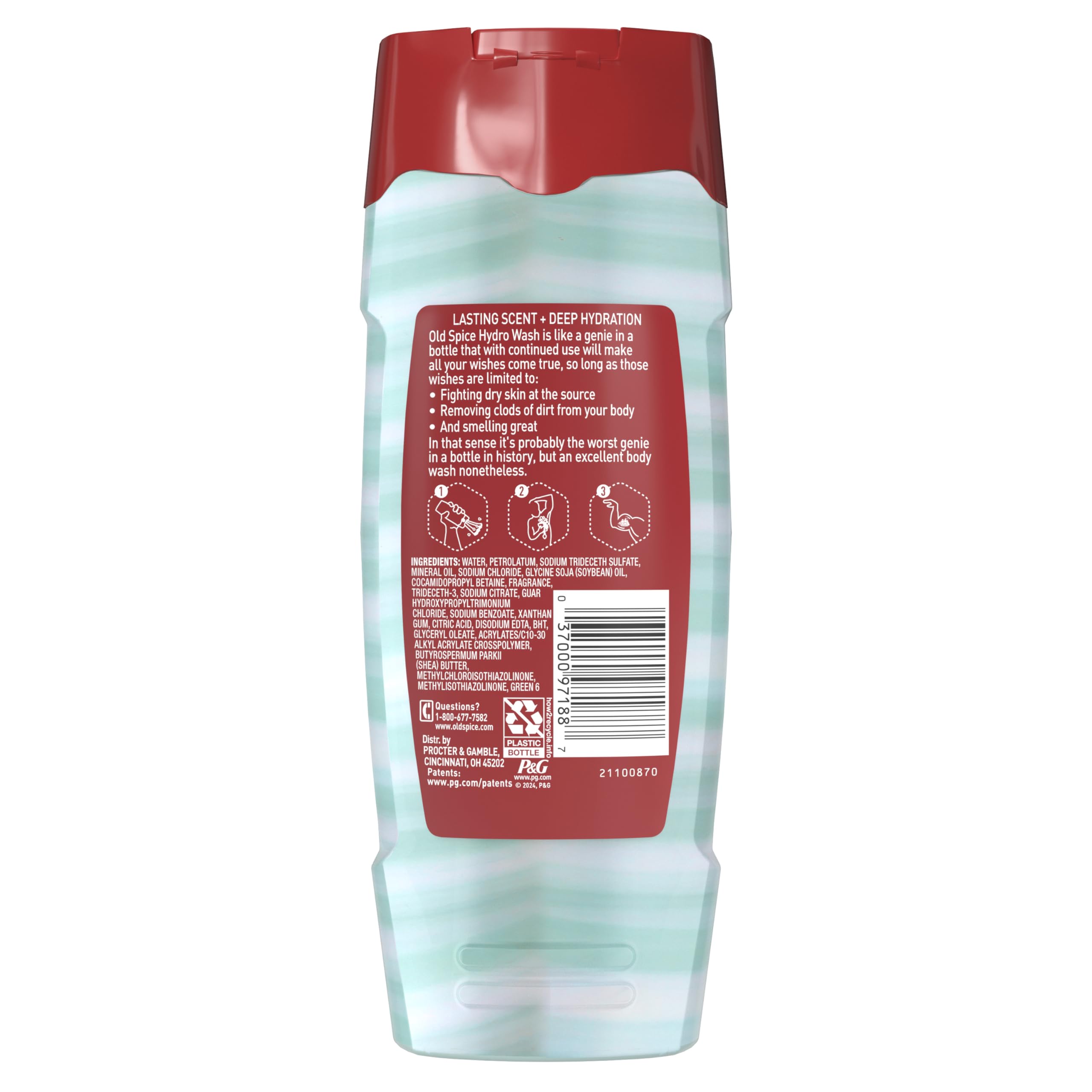 Old Spice Moisturizing Body Wash for Men, Hydro Wash, 2-in-1 Long Lasting Scent & Powerful Hydration to Fight Dry Skin, 24/7 Shower Fresh, Pure Sport Scent, 16 oz (Pack of 4) - Image 8